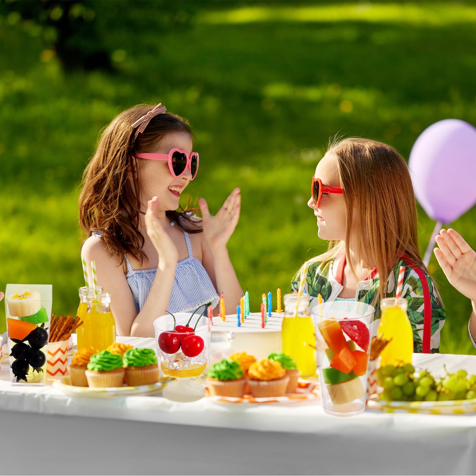 250 Pcs Clear Plastic Mini Dessert Cups with Spoons - 5 oz & 3 oz Square Parfait and Round Shooter Cups for Parties, Appetizers, Pudding, Mousse - Perfect for Catering, Birthday Events, and Wedding Dessert Serving