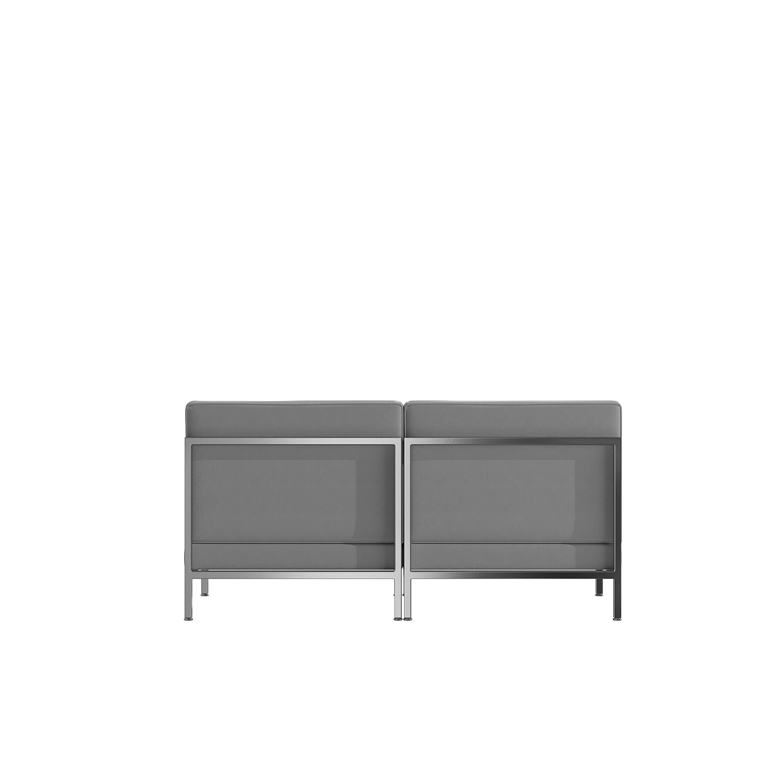 Flash Furniture HERCULES Series 2-Piece Gray LeatherSoft Waiting Room Lounge Set with Reception Bench - Comfortable Seating for Office Lobby, Hotel Reception & Clinic Waiting Areas