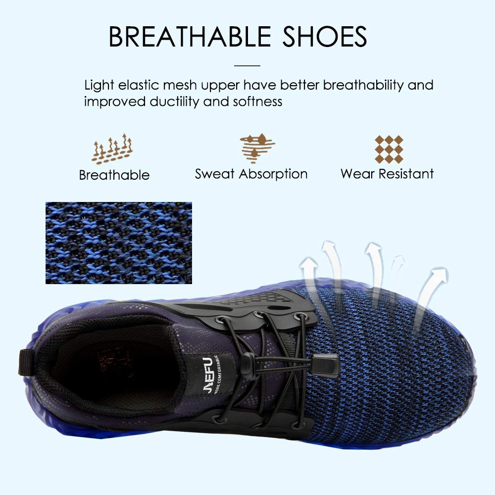 Men's Steel Toe Safety Work Shoes - Slip Resistant, Lightweight Industrial Construction Sneakers for Outdoor & Athletic Use - Perfect for Construction Workers, Warehouse Laborers, and Heavy-Duty Jobs