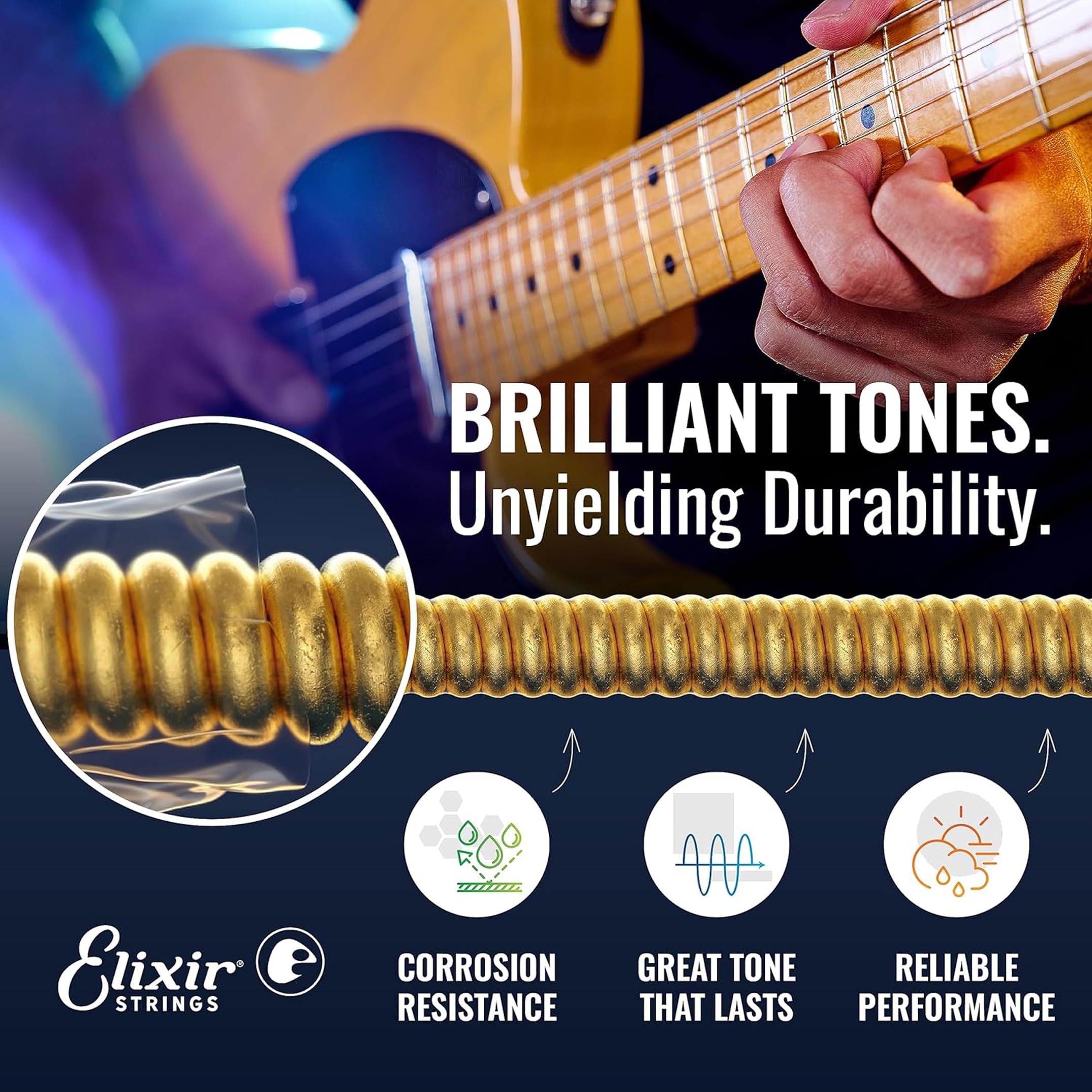 Elixir Electric Guitar Strings 10-46 Light 3 Pack - Nickel Plated Steel with NANOWEB Coating for Long-Lasting Bright Tone & Comfortable Feel | Perfect for Rock, Blues & Studio Recording