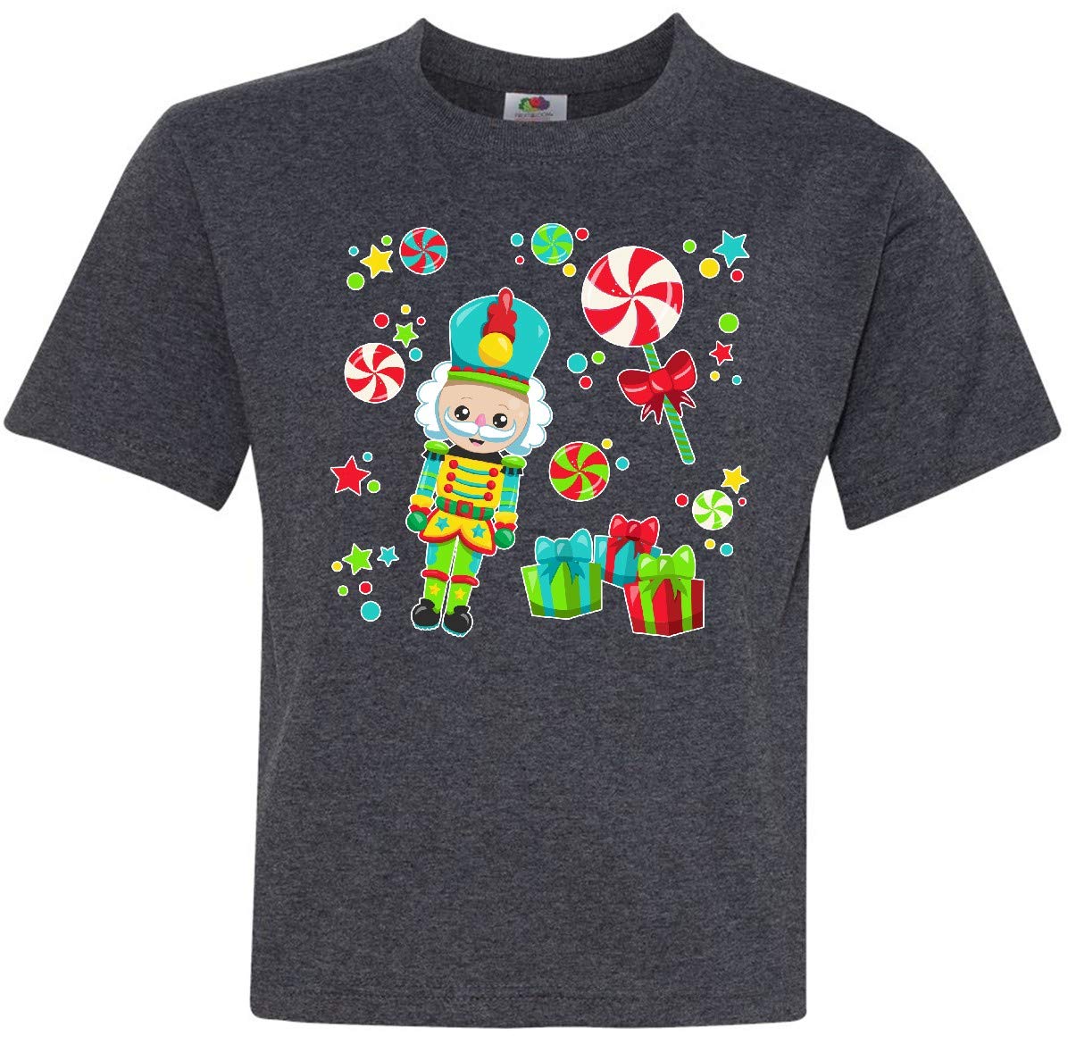 Inktastic Holiday Nutcracker and Candy Christmas T-Shirt for Kids - Festive Holiday Gift & Family Matching Outfits for Christmas Parties