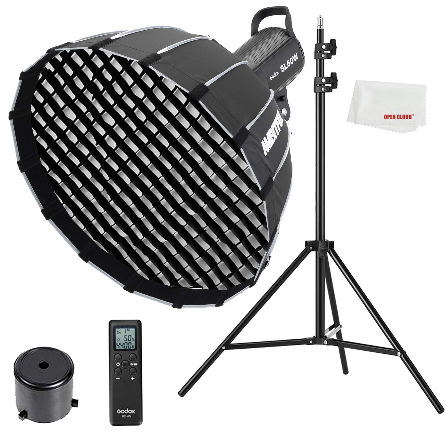 Godox SL-60W 95+ CRI LED Video Light with Bowens Mount, Remote Control & P60 Parabolic Softbox - Professional Studio Lighting Kit for YouTube, Photography, Live Streaming and Film Production