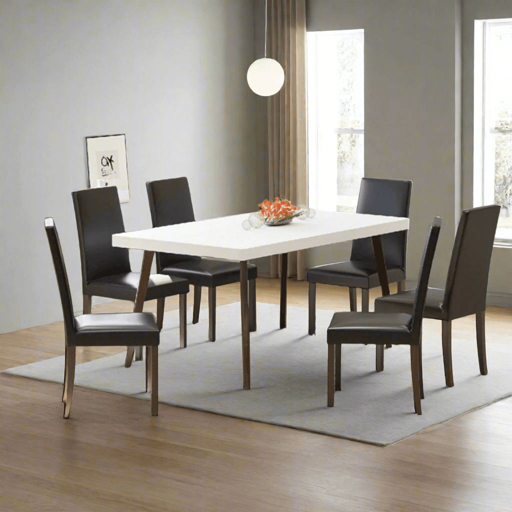 Elegant Mordecai Marble Dining Table Set with 6 Chairs - Modern Kitchen & Dining Room Furniture for Family Gatherings & Dinner Parties