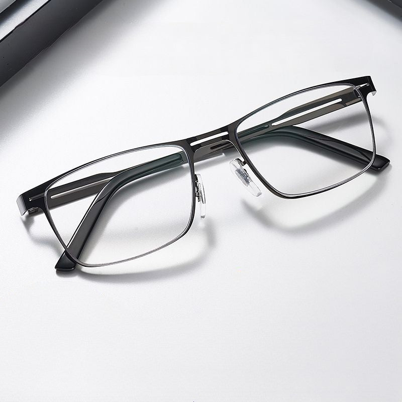 Men's Metal Square Multifocal Anti Blue Light Reading Glasses - Stylish & Comfortable for Office Work, Computer Use & Reading