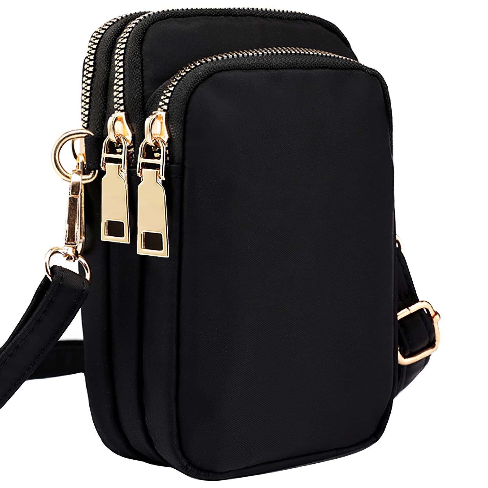 LassZone Women's Waterproof Crossbody Phone Bag with 3 Zipper Pockets - Adjustable Strap Nylon Shoulder Purse for iPhone, Wallet & Essentials - Perfect for Travel, Shopping & Daily Use