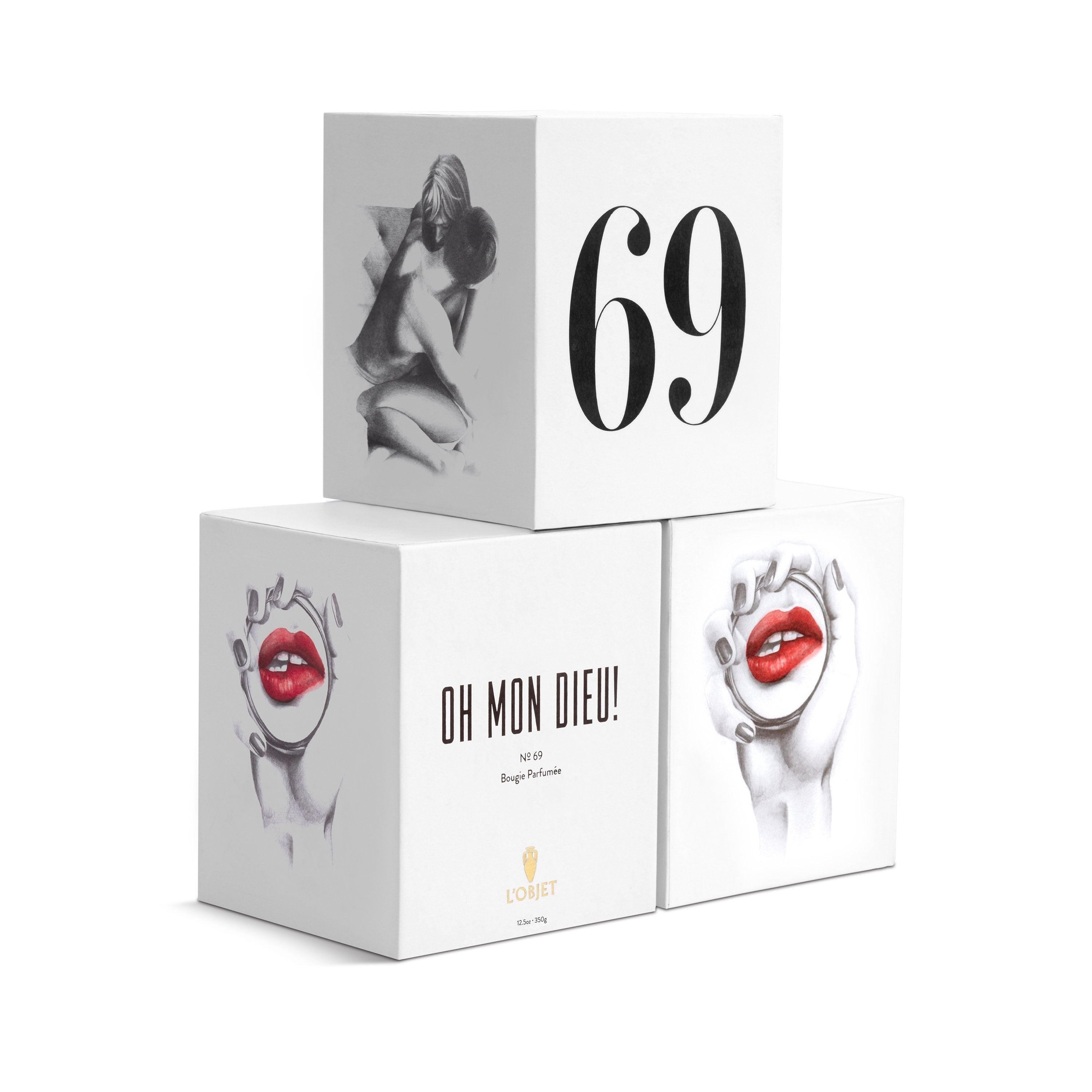Oh Mon Dieu No.69 Scented Candle - Luxury French Inspired Soy Wax Candle for Home, Spa, Romantic Dinner & Relaxation - Long Lasting Fragrance Gift Set
