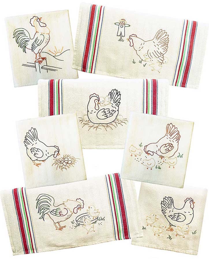 Vintage Embroidery Iron On Transfers - Rise & Shine Chickens Design for DIY Crafts, T-Shirts & Home Decor | Perfect for Sewing Projects & Personalized Gifts