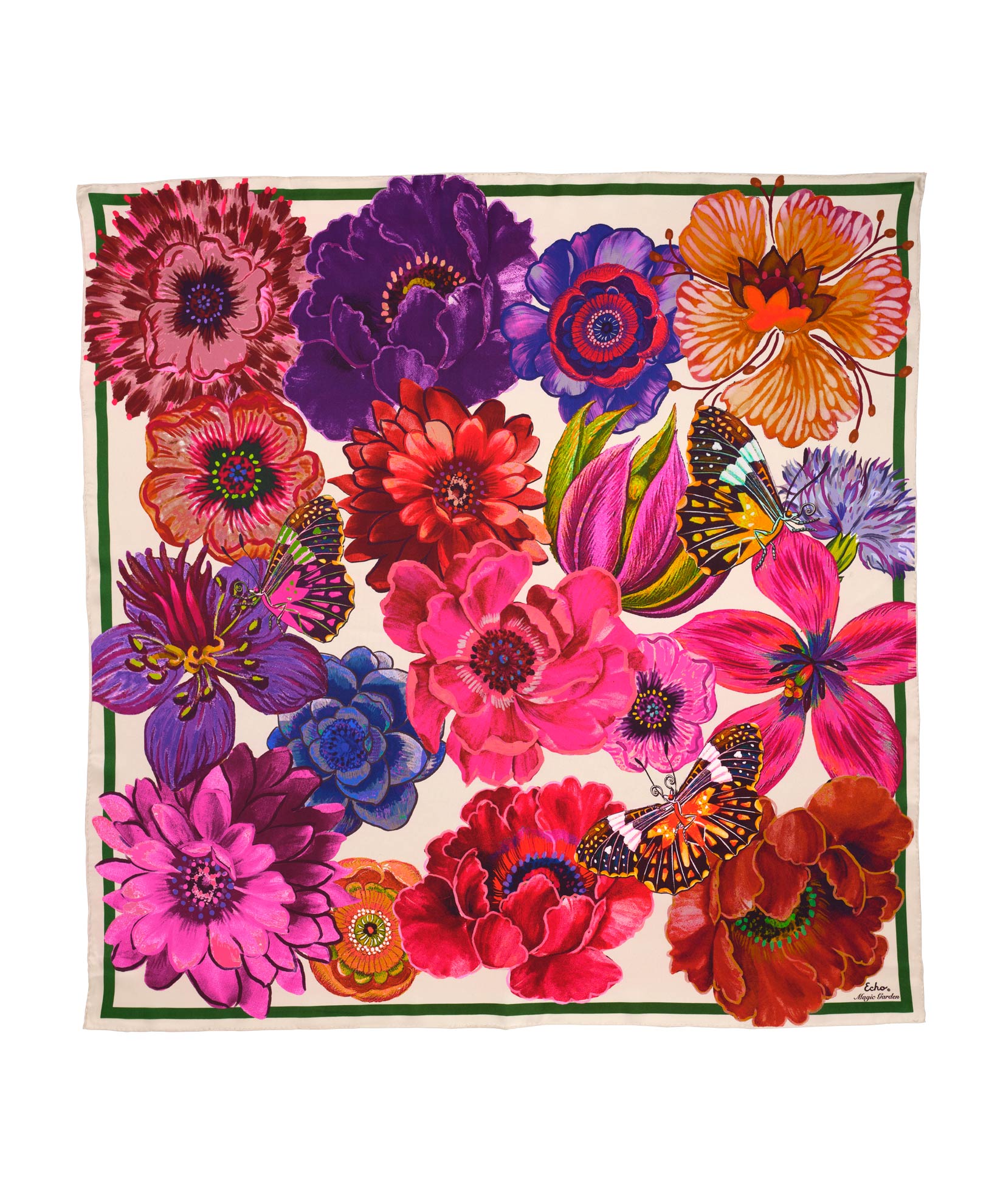 Magic Garden 35 Silk Square Scarf - Elegant Fashion Accessory for Women, Perfect for Travel, Parties & Gift Giving