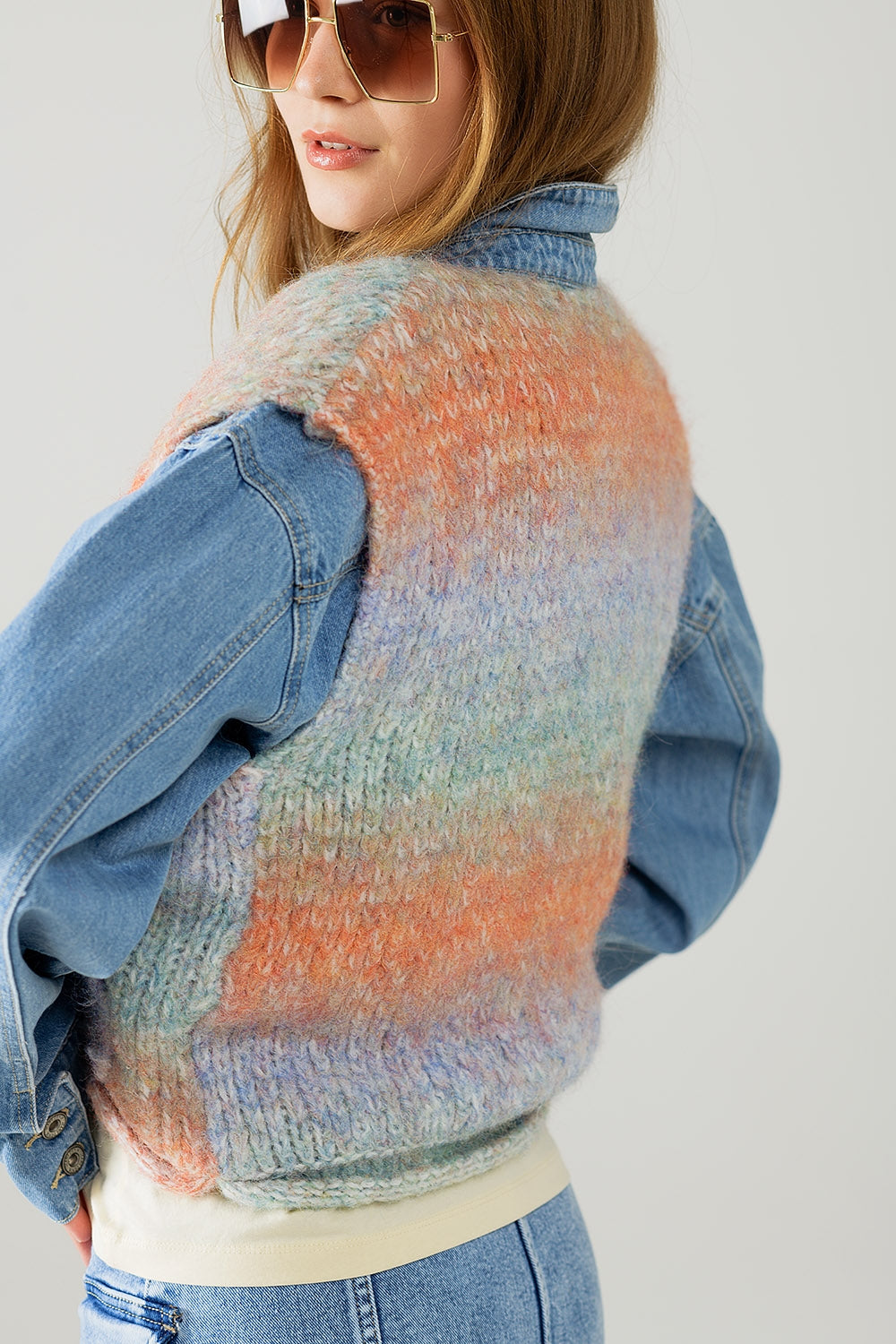 Orange Faded Knit Cardigan with Gold Buttons - Stylish Layering for Fall & Winter Outfits