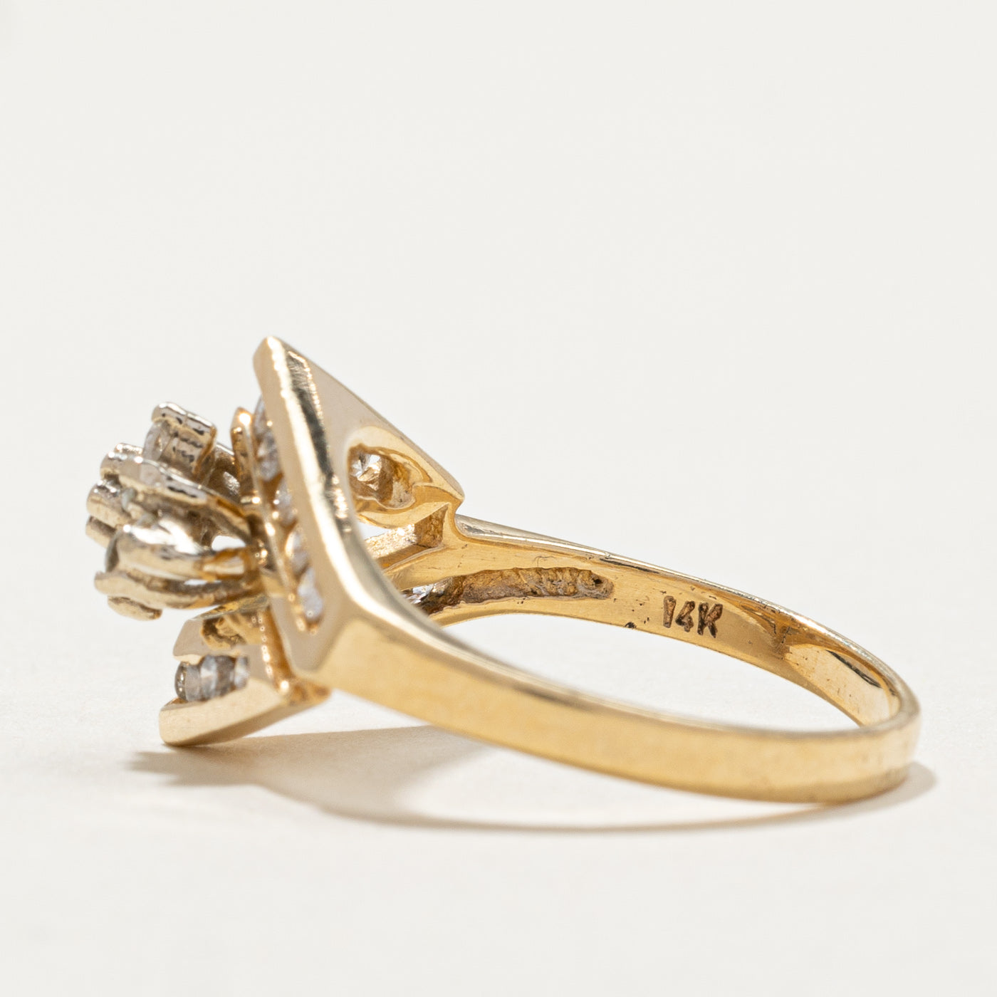 Diamond Cluster Rhombus Shaped Ring | 0.30ctw | Size 5.25 | Elegant Wedding, Anniversary & Engagement Jewelry Gift for Women