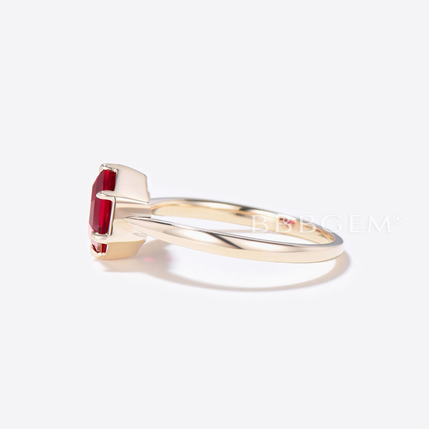 Hexagon Cut Red Ruby Solitaire Ring - 14K Gold 6 Prong Engagement Ring for Women, Wedding Band, Anniversary Gift | Perfect for Proposals, Bridal Jewelry & Special Occasions