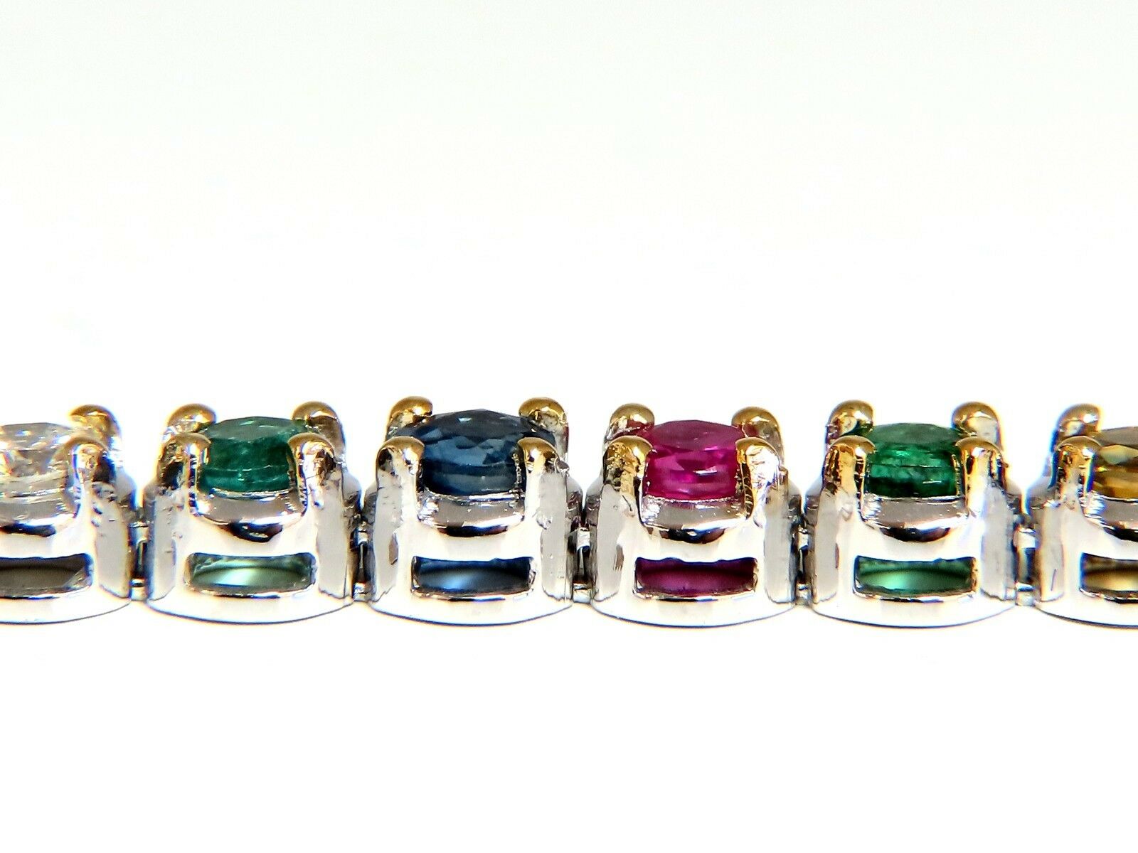 7.36ct Natural Ruby Emerald Sapphire Diamond Tennis Bracelet - 14K Gold Gemstone Line Bracelet for Women - Perfect for Weddings, Parties & Special Occasions
