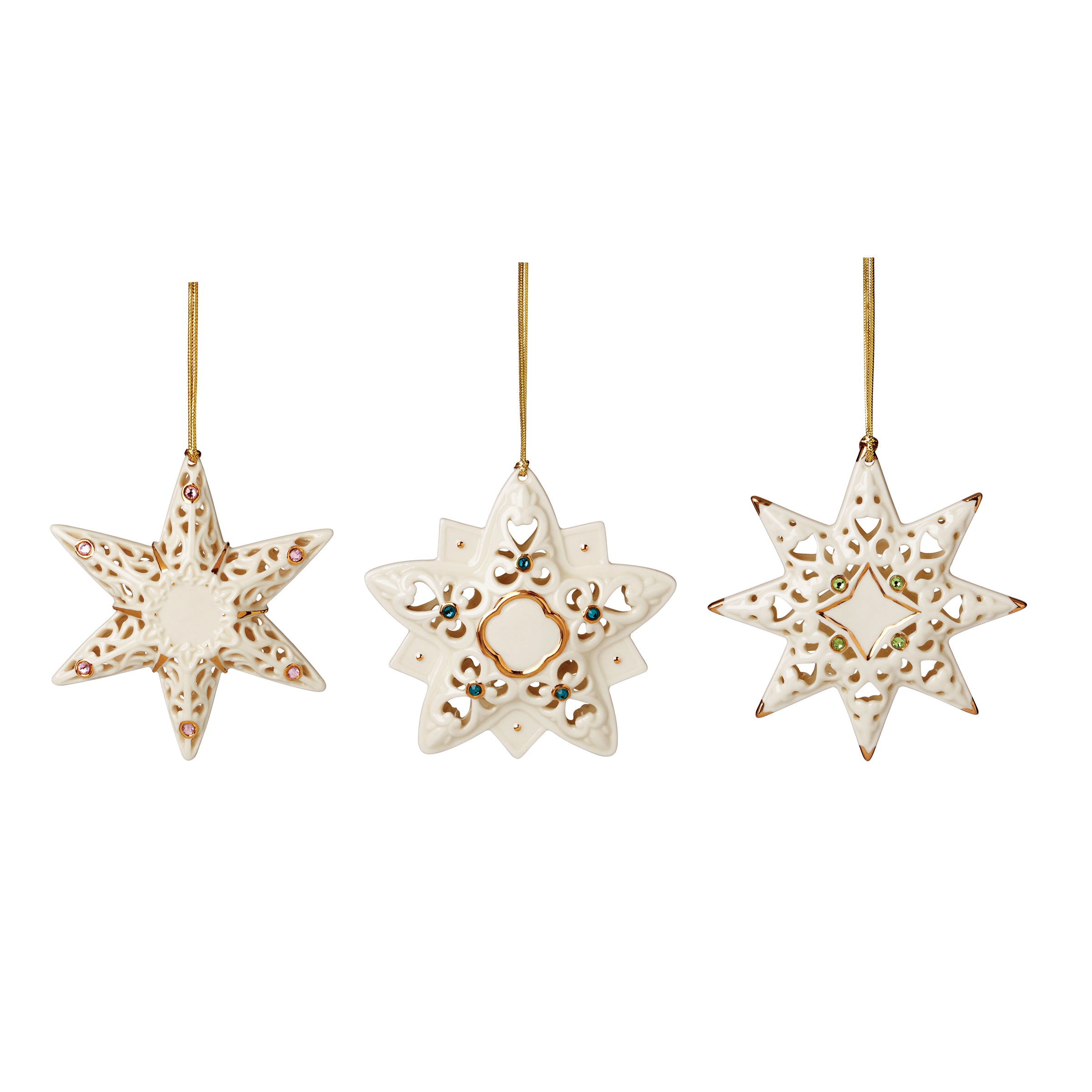 3-Piece Pierced Star Ornaments Set - Elegant Christmas Tree Decorations for Holiday Home & Party Decor