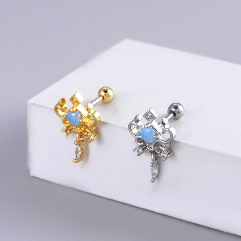 20G Cartilage Heart Stud Evil Eye Cross Helix Daith Earrings for Women | Hypoallergenic Stainless Steel Body Jewelry | Perfect for Piercing, Gifts & Everyday Wear - HSPJ889
