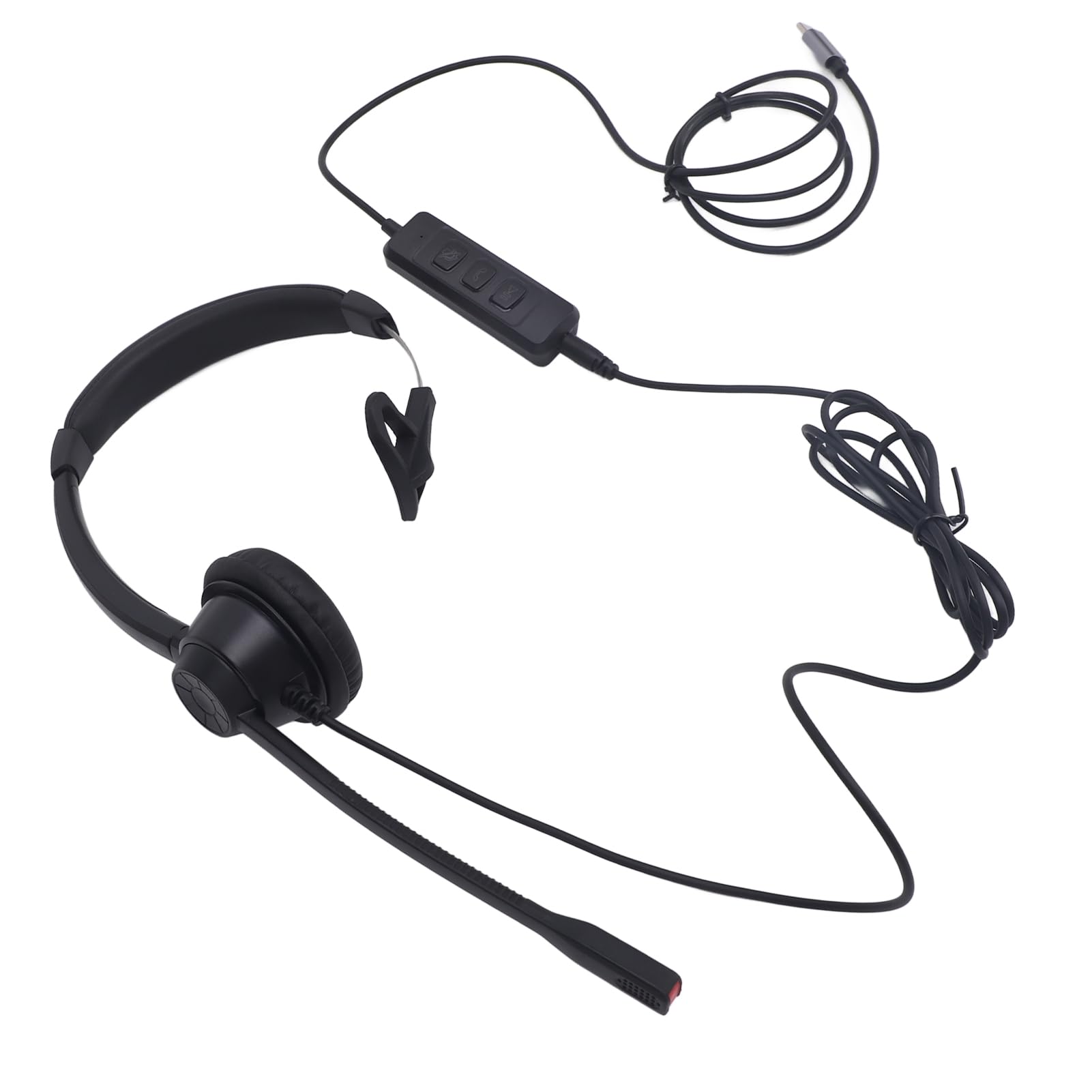 Professional Telephone Headset with Noise Canceling Microphone - 3.5mm/USB-C Compatible (Includes USB Adapter) for Call Centers, Customer Service & Remote Work