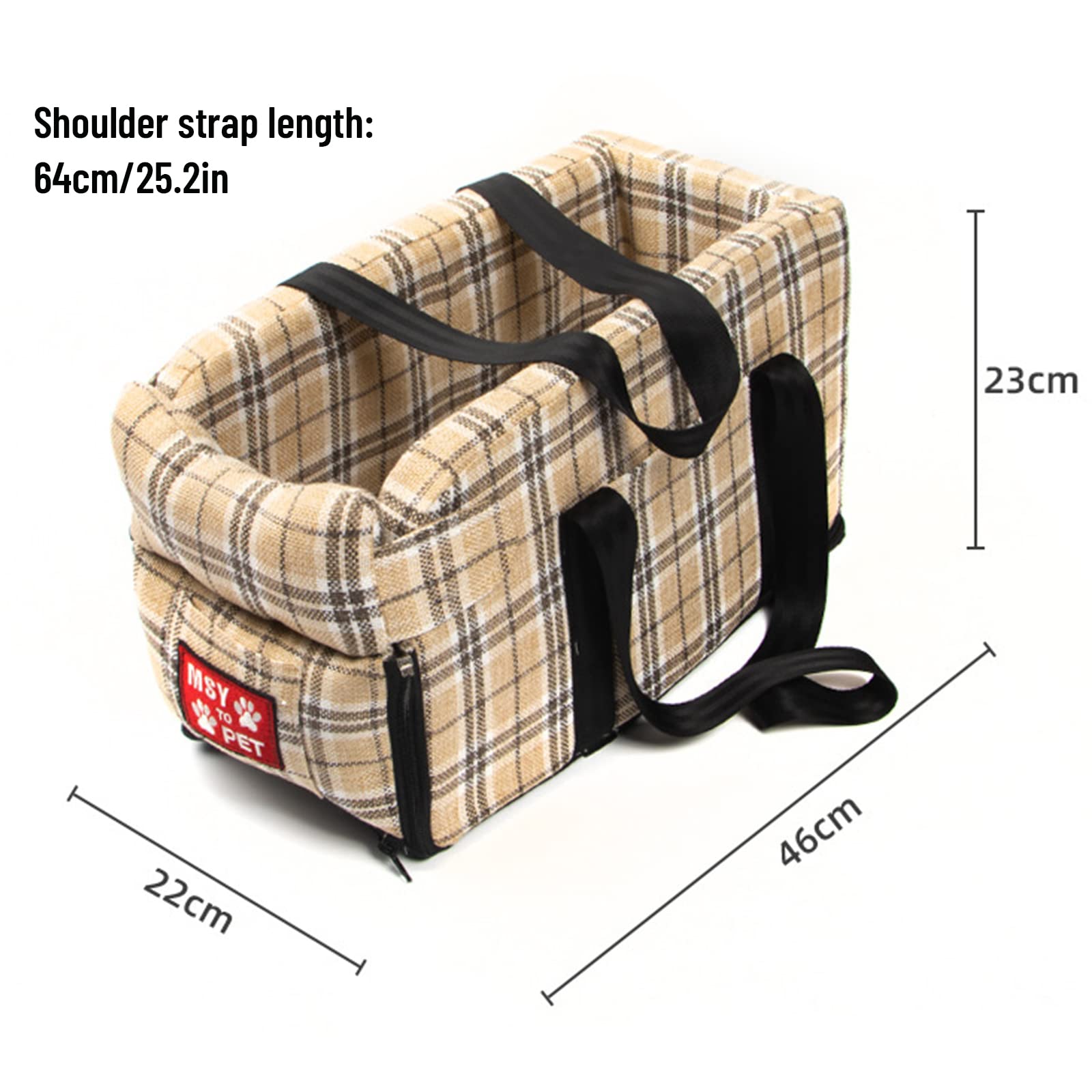 Non-Slip Dog Car Seat & Travel Carrier for Small Dogs & Cats - Pet Booster Seat with Armrest Console, Portable Pet Bed & Basket for Car Front Seats - Perfect for Road Trips, Daily Commutes & Vet Visits