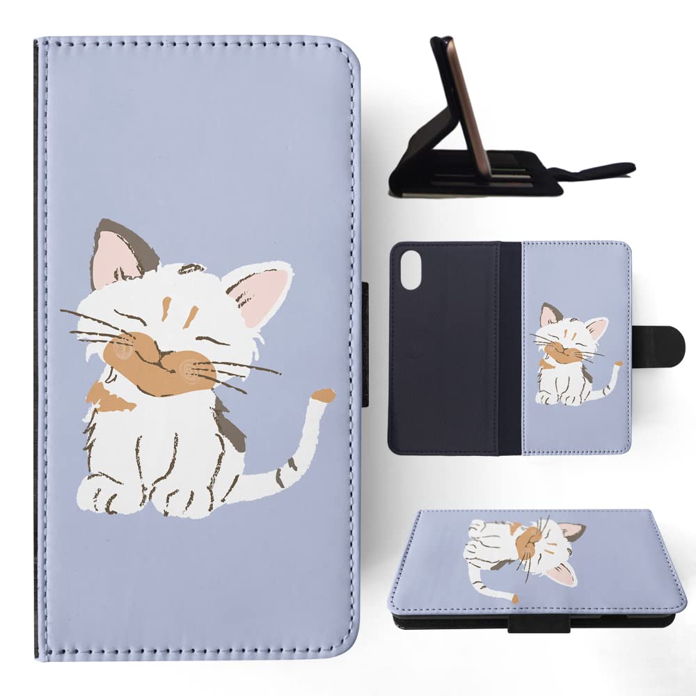 White Striped Kitten Cat Flip Wallet Phone Case Cover for Apple iPhone X & iPhone Xs - Slim Protective Phone Wallet with Card Slots for Everyday Use & Travel