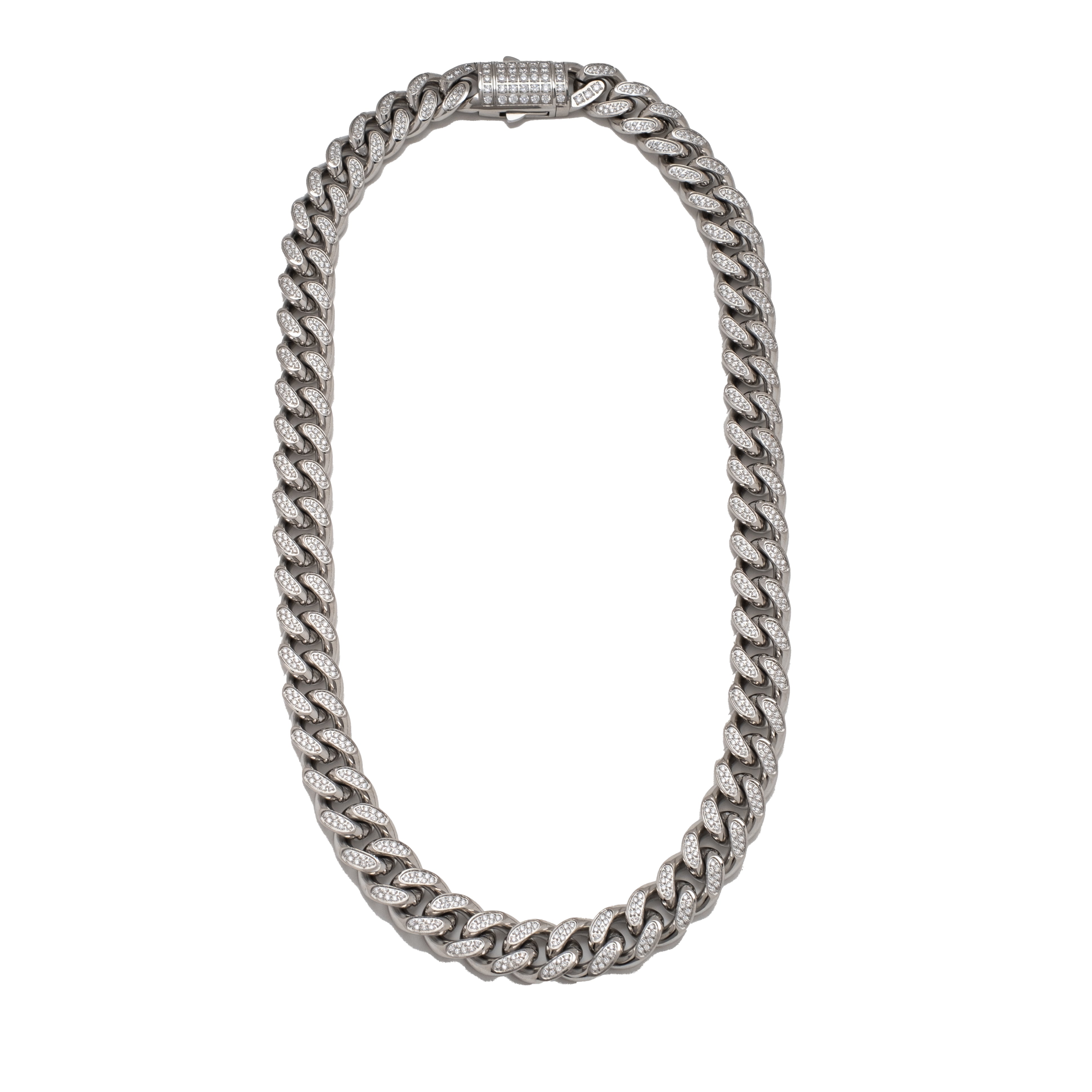 12mm Iced Pavé Cuban Chain Stainless Steel Men's Necklace - Perfect for Hip Hop Fashion, Streetwear & Gift Giving