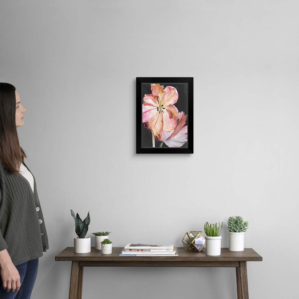 Pastel Parrot Tulips II Canvas Art Print - Black Framed Floral Wall Decor - Perfect for Living Room, Bedroom & Office Decor