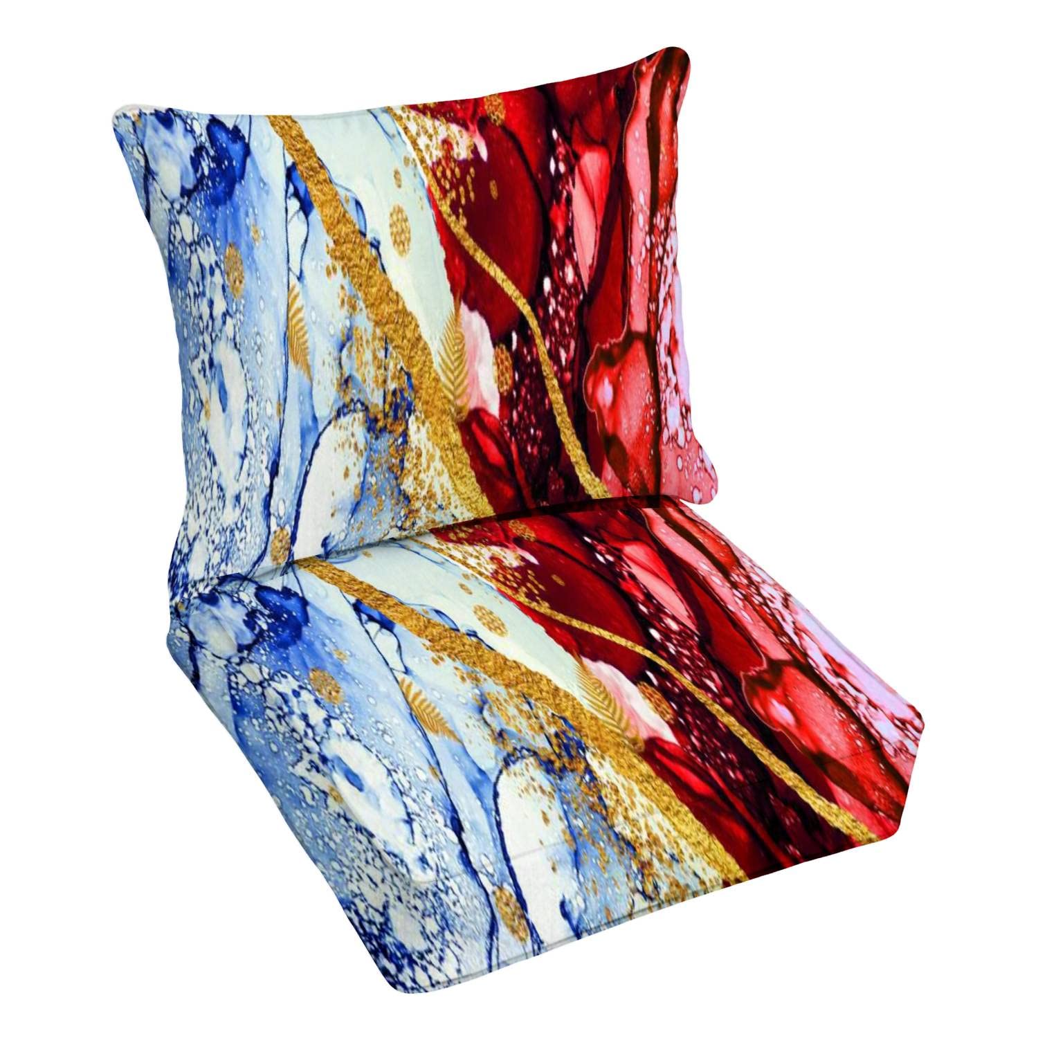 Premium Outdoor Deep Seating Cushion Set - Luxurious Ink Bouquet Design - Waterproof Patio Furniture Replacement Cushions for Lounge Chairs - Perfect for Backyard, Poolside & Garden Conversation Areas