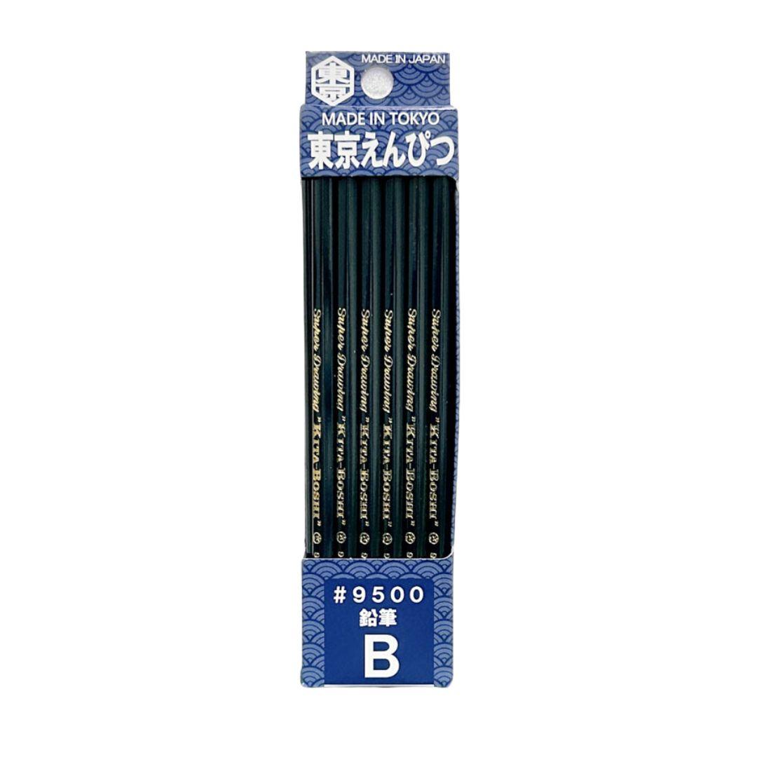 Kitaboshi Tokyo Pencil B 9500 - 12 Pack Professional Drawing Pencils for Sketching, Light Shading & Art Projects | Perfect for Artists, Students & Office Use