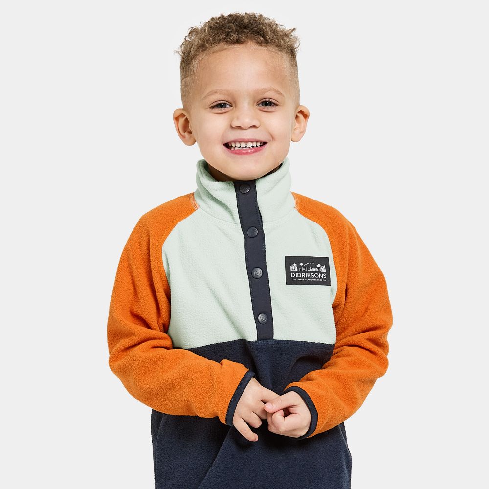 Didriksons Monte Half Button Kids Fleece Jacket - Navy Blue - Warm & Cozy Winter Outerwear for Boys & Girls - Perfect for School, Playdates & Outdoor Adventures