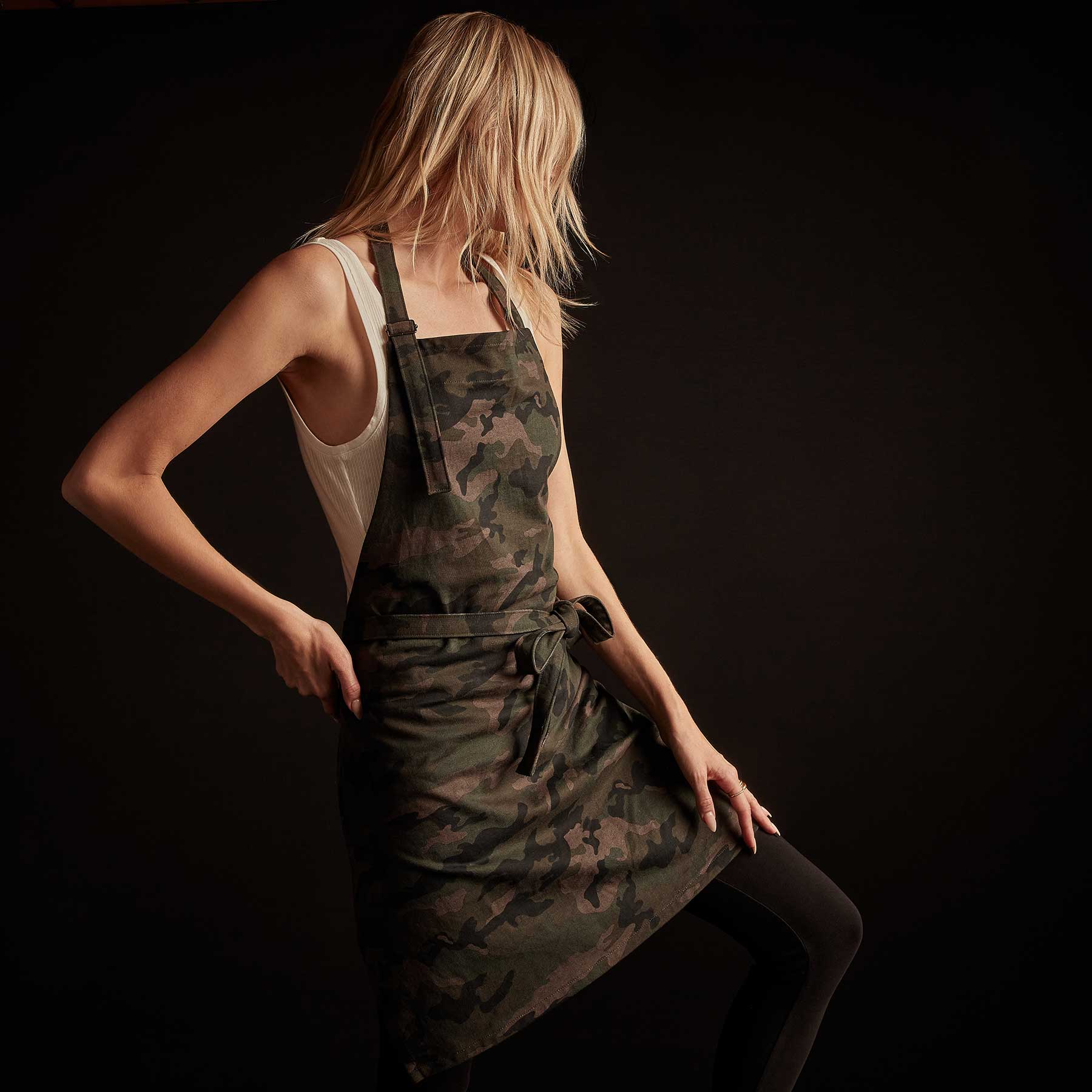 Heavy Duty Camo Chef Apron - Forest Camo Design for Cooking, Grilling & BBQ - Professional Kitchen & Outdoor Cooking Apparel