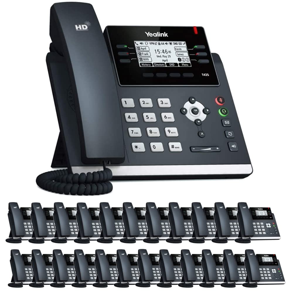 Yealink SIP-T42S Business VoIP Phone System - 24-Pack Bundle with Voicemail, Auto Attendant, Call Recording | Includes 1 Year Free TWAComm.com Service & Mobile/Remote Extensions | Ideal for Offices, Call Centers & Remote Teams