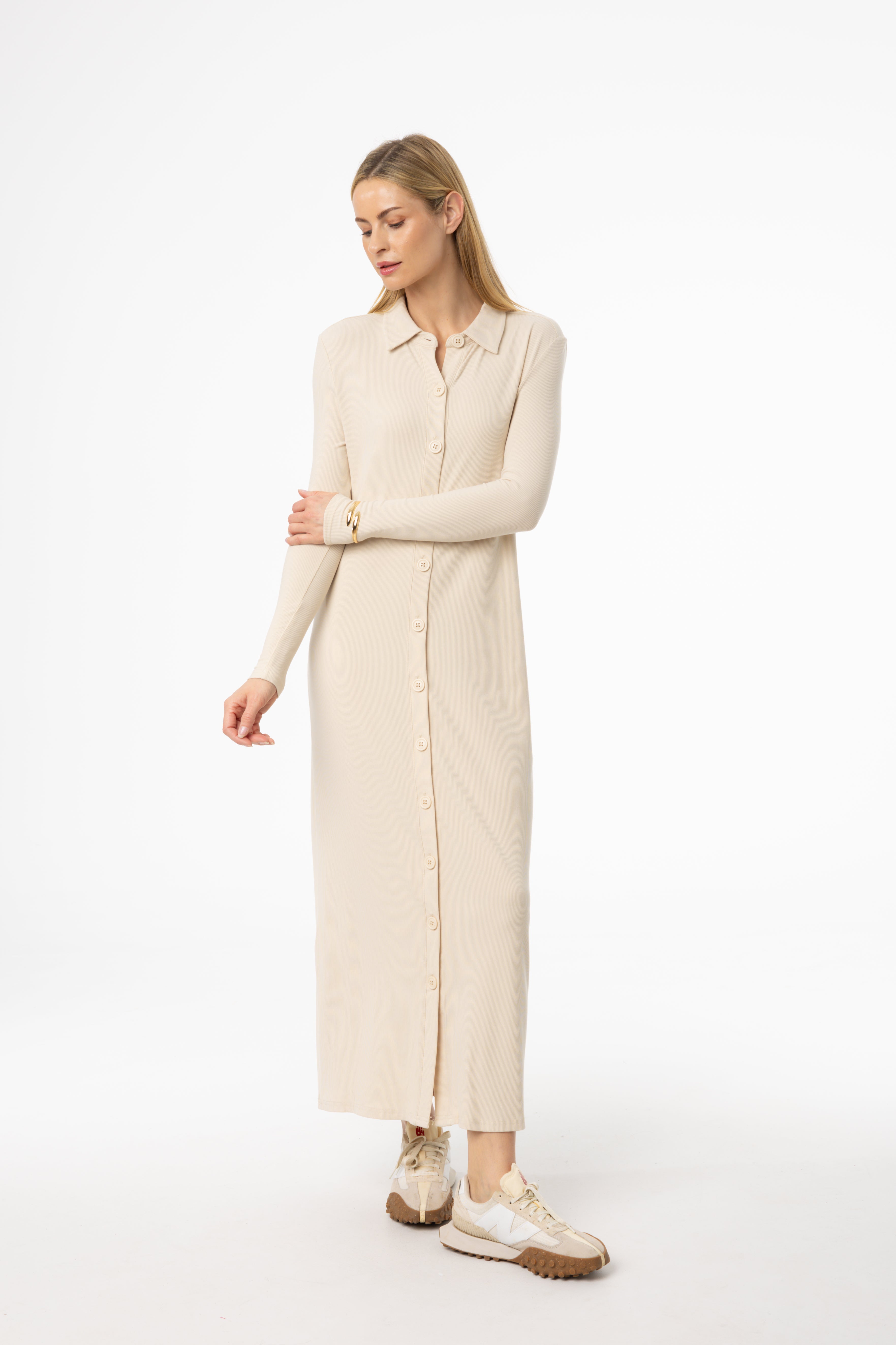 Ivory Maxi Cardigan Dress for Women - Elegant Long Knit Sweater Dress for Casual & Formal Wear | Perfect for Office, Parties & Date Nights