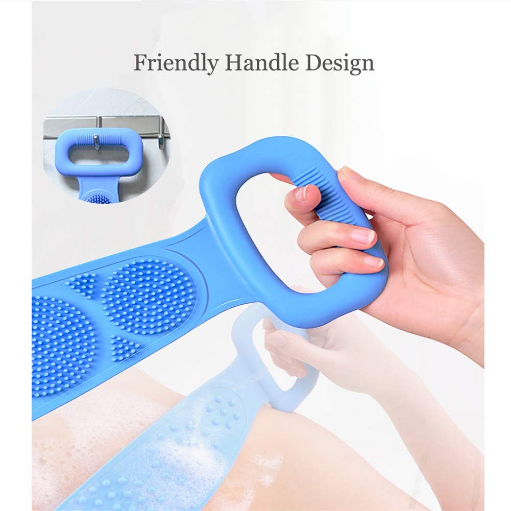 Lukciplus Silicone Back Scrubber - Exfoliating Shower Brush for Women & Men | Eco-Friendly Bath Body Scrub Belt | Gentle Skin Cleansing & Dead Skin Removal | Perfect for Spa, Shower & Travel (Green)