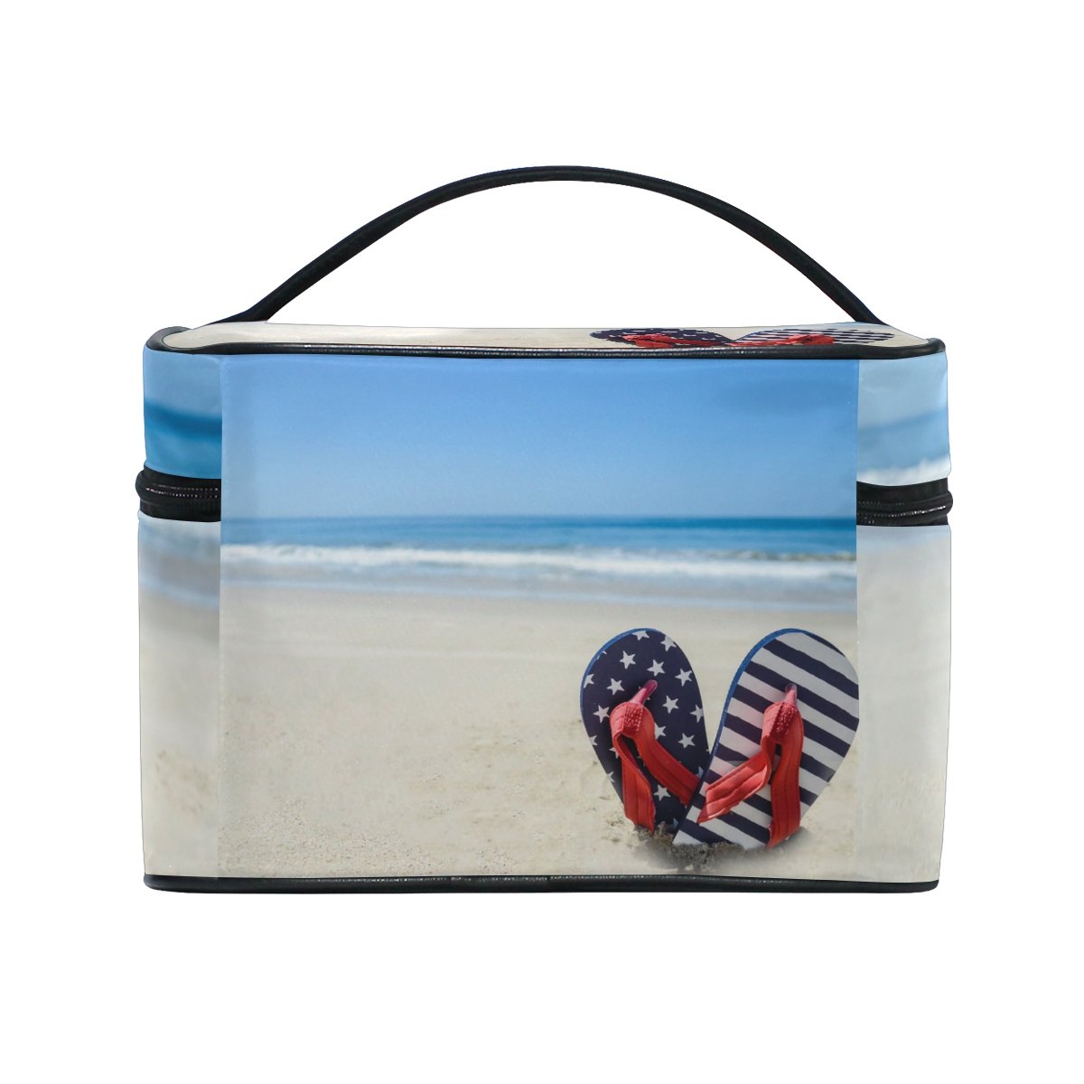 Cooper Girl Waterproof Sea Beach Flip Flop Cosmetic Bag - Travel Makeup Train Case Storage Organizer for Women - Perfect for Beach Vacation, Pool Party & Travel Essentials