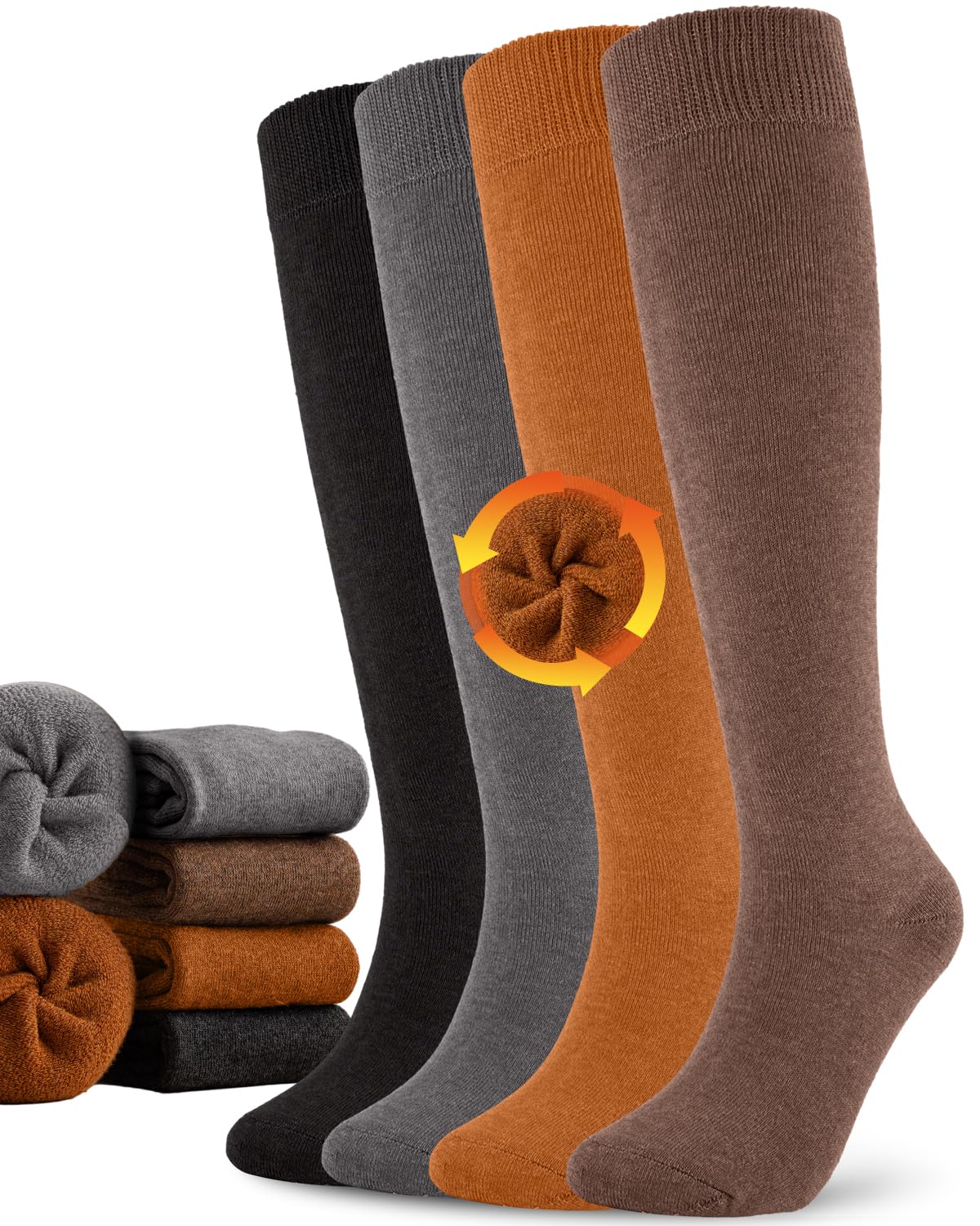 Aoliks Women's Knee High Thermal Socks - Cotton Warm Winter Socks for Hiking, Skiing, Snowboarding - Perfect Cold Weather Gift for Her | Indoor & Outdoor Activities