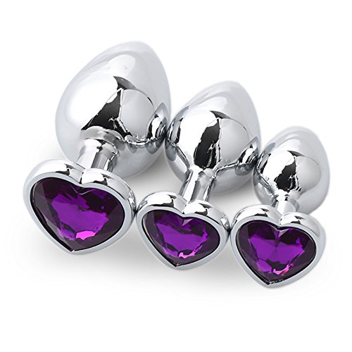 3PCS Stainless Steel Jeweled Anal Plugs Set - BLOIMP Beginner Anal Trainer Kit for Men, Women & Couples | Heart-Shaped Golden Design | Perfect for Sensual Play, Spicing Up Relationships & Adult Fantasy Exploration