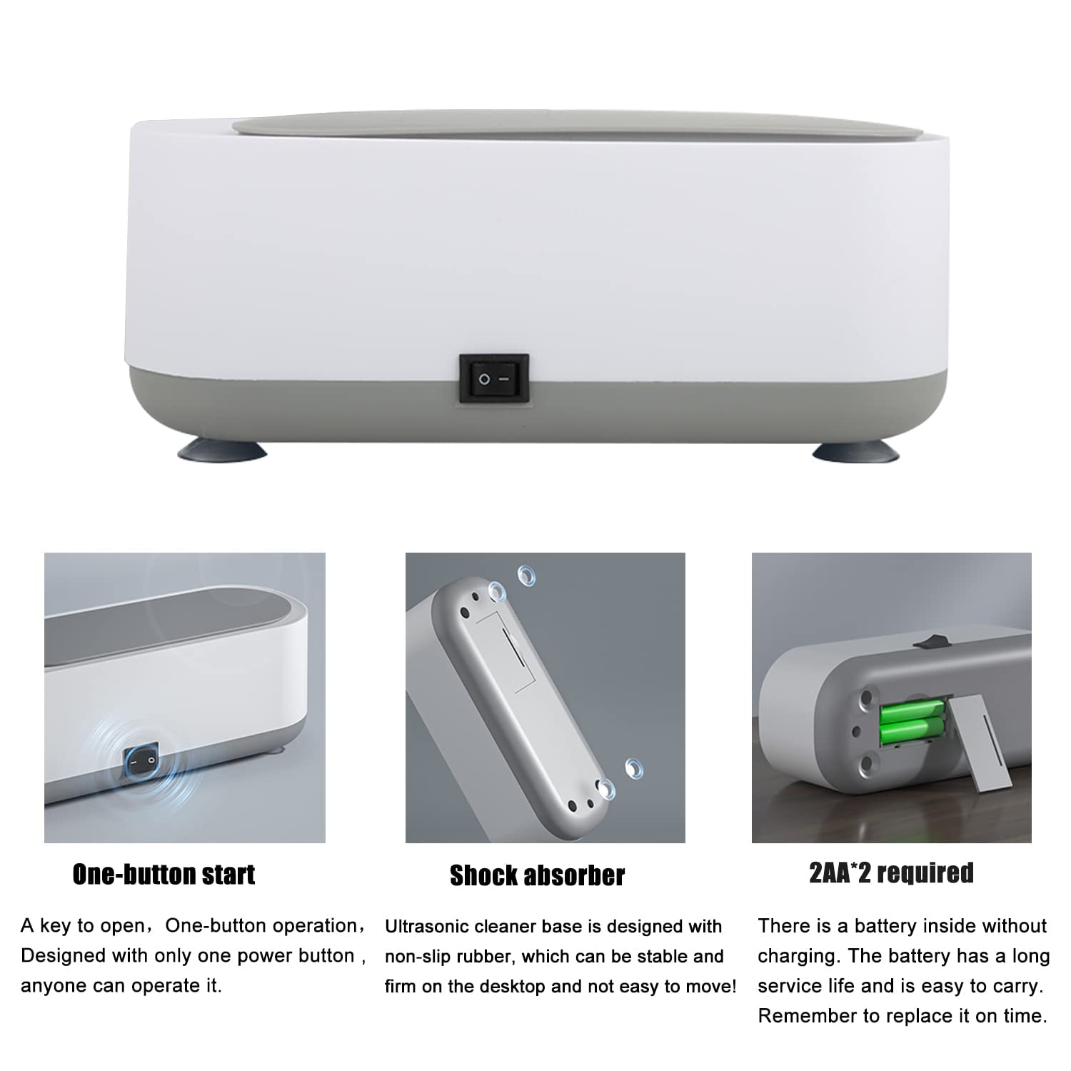 Portable Ultrasonic Jewelry Cleaner 250ML for Jewelry & Watches - Home & Travel Use
