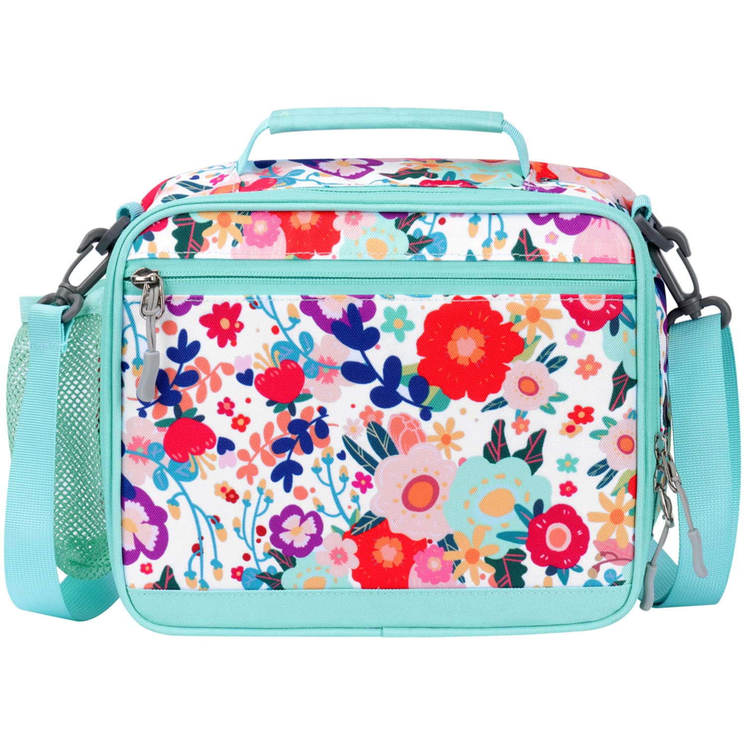 Insulated Kids Lunch Box for Girls - Choco Mocha Floral Design with Adjustable Strap, Perfect for School, Preschool & Kindergarten - Teal Thermal Lunch Bag for Toddlers & Children | Ideal for School Lunches, Picnics & Daily Use