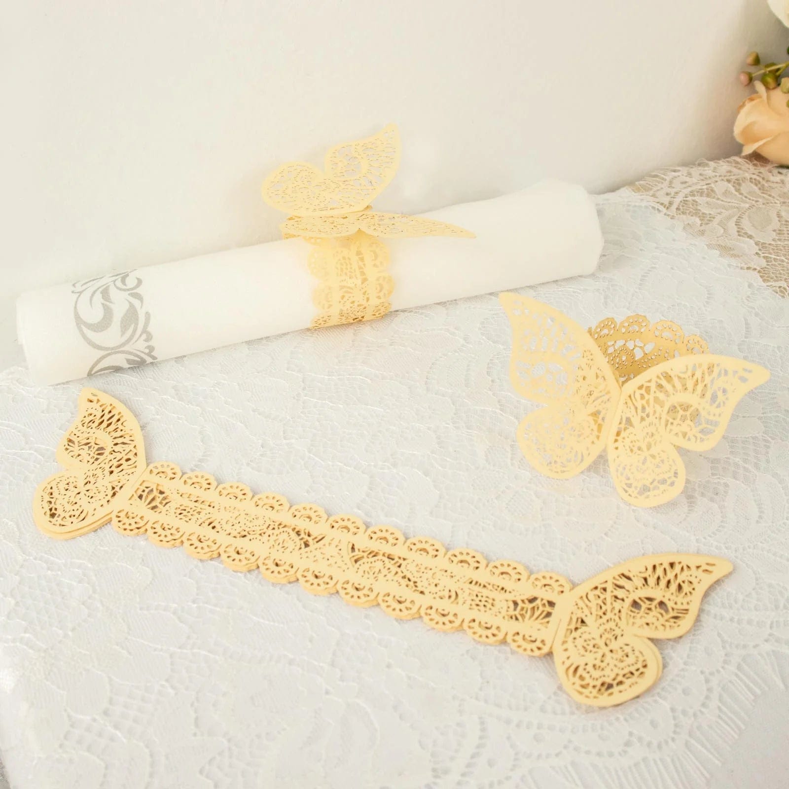 12 Pack Laser Cut 3D Butterfly Napkin Rings for Wedding, Party & Table Decor - Elegant DIY Paper Craft for Dinnerware & Home Decoration