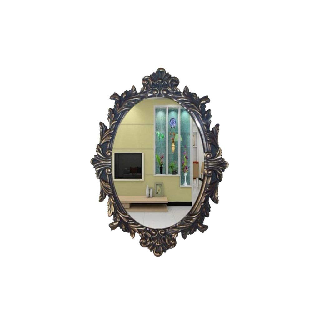 Vintage Oval Wall Mirror - Black Antique Decorative Bathroom Mirror for Makeup & Vanity, European Style Dressing Mirror (5.8