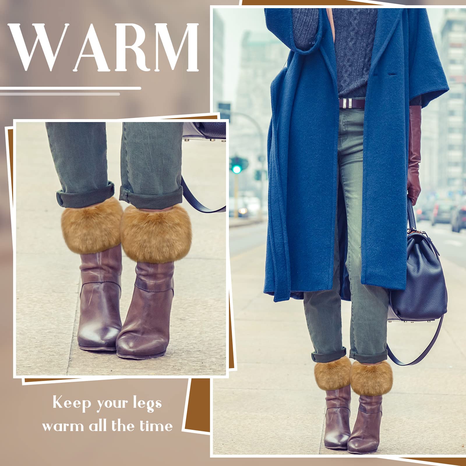 SATINIOR Faux Fur Short Wrist Cuff Winter Warmers - Soft Fuzzy Wrist Warmers for Women & Girls - Perfect for Cold Weather, Outdoor Activities & Fashion Accessories