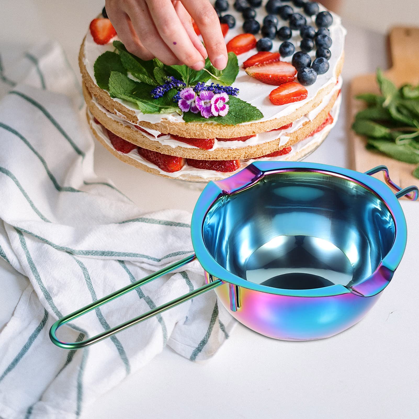 1pc Stainless Steel Chocolate Melting Bowl - Double Boiler Butter Warmer Pot for Baking, Candy Making & Dessert Prep - Perfect for Melting Chocolate, Butter, Candy & Baking Supplies | Ideal for Home Bakeries, Professional Kitchens & DIY Desserts