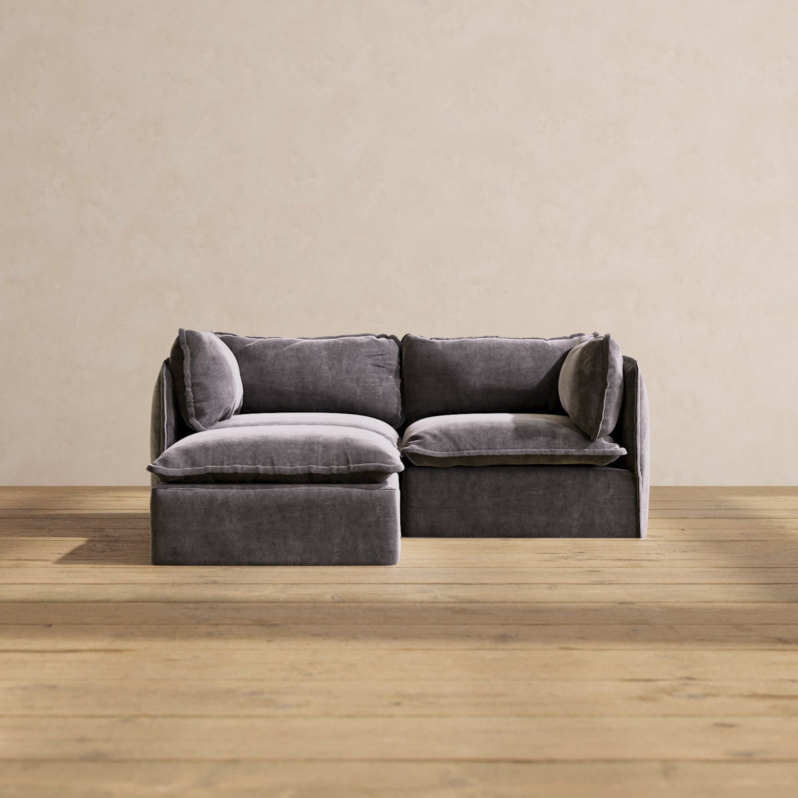 Modular Performance 2-Seater Sectional Sofa in Cinder Gray | Premium Fabric Blend | Perfect for Small Living Rooms & Apartments