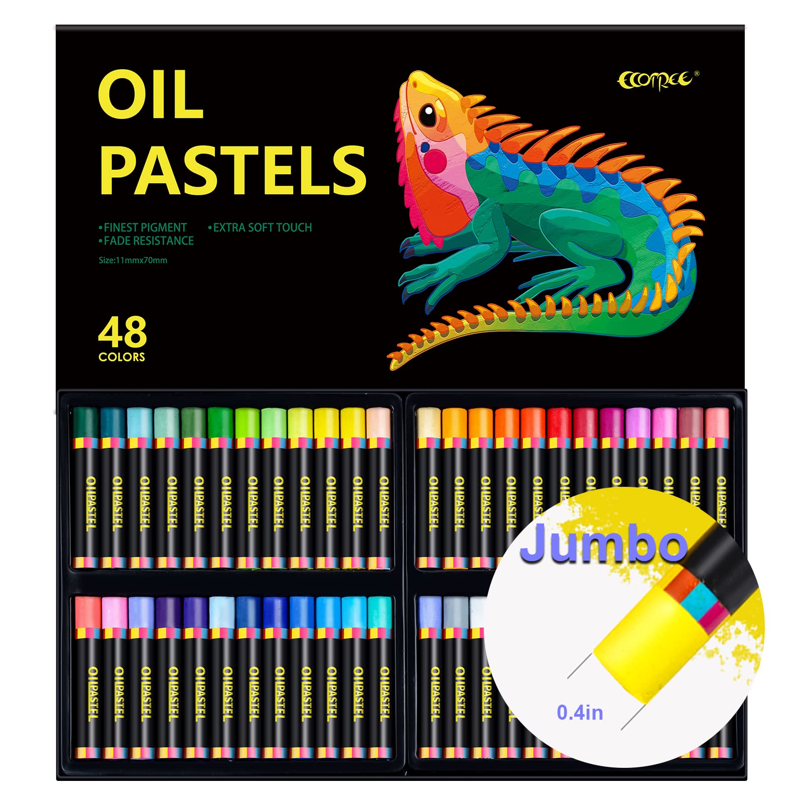 ECOTREE Jumbo Oil Pastels for Kids - 48 Pack, Vibrant Drawing Pastels, Easter Basket Stuffers & Essentials | Perfect for Art Projects, School Supplies & Holiday Gifts