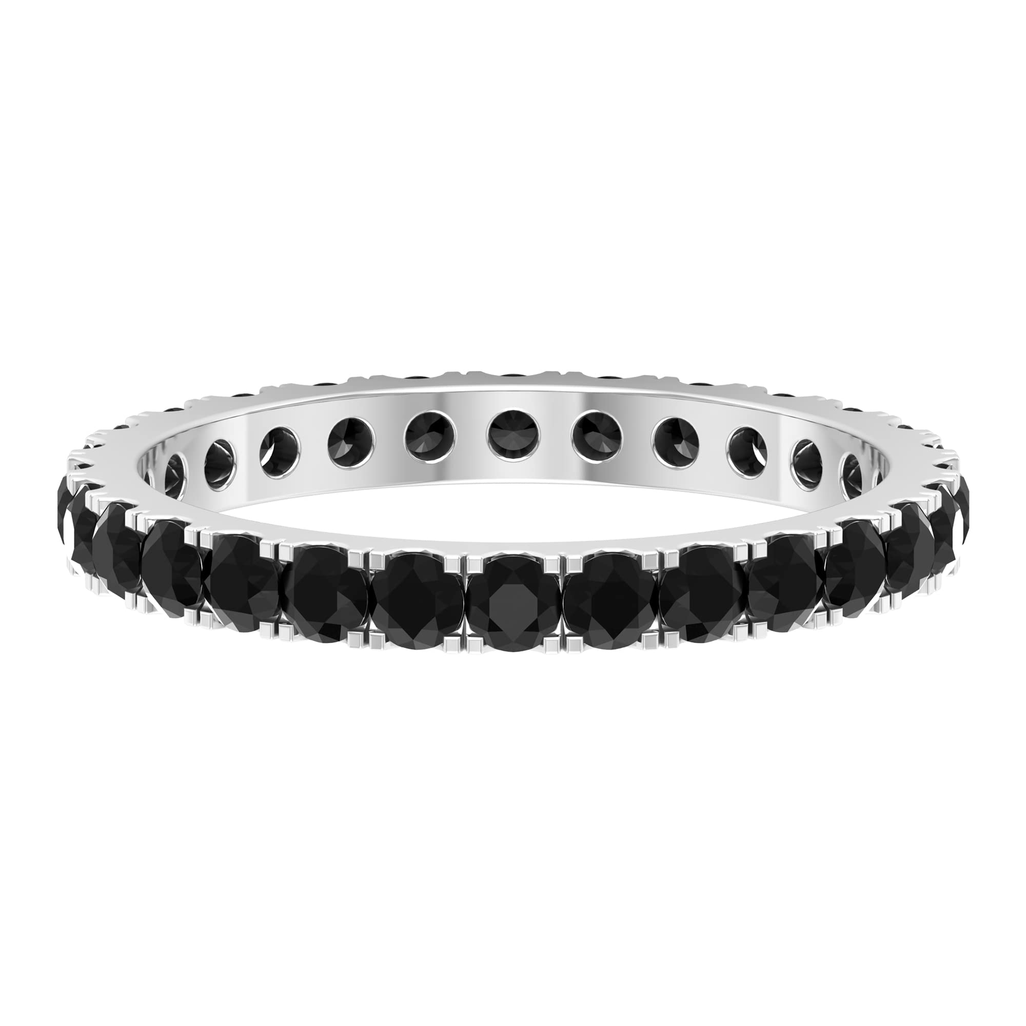 1 CT Black Onyx Full Eternity Ring - 14K Solid Gold French Pave Set Black Onyx and Gold Eternity Band - Perfect for Anniversary Gifts, Wedding Bands & Special Occasions