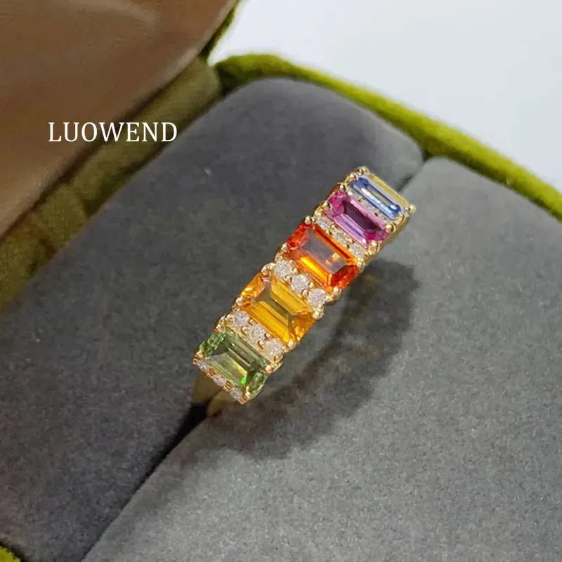 18K Yellow Gold Diamond & Aquamarine Ring for Women - Luxury Elegant Jewelry with Natural Stones - Perfect for Parties, Weddings & Special Occasions