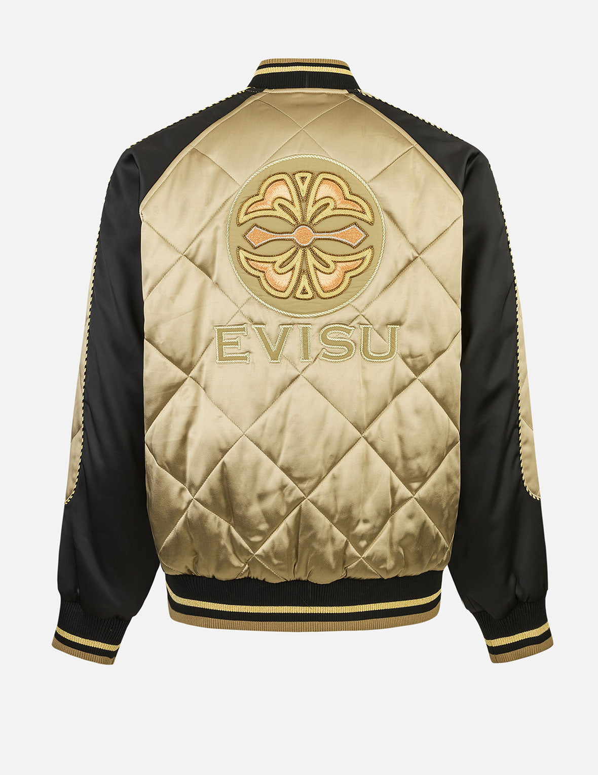 Kamon Beading Embroidery Relax Fit Padded Souvenir Jacket - Stylish Japanese Traditional Casual Wear for Street Fashion & Travel