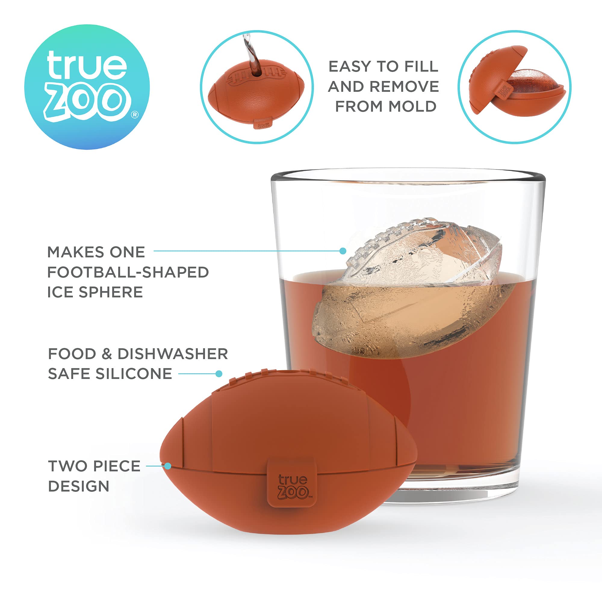2 Inch Football-Shaped Silicone Ice Mold - Dishwasher Safe Ice Sphere Maker for Cocktails & Drinks - Perfect for Sports Fans & Game Day Parties - Set of 1