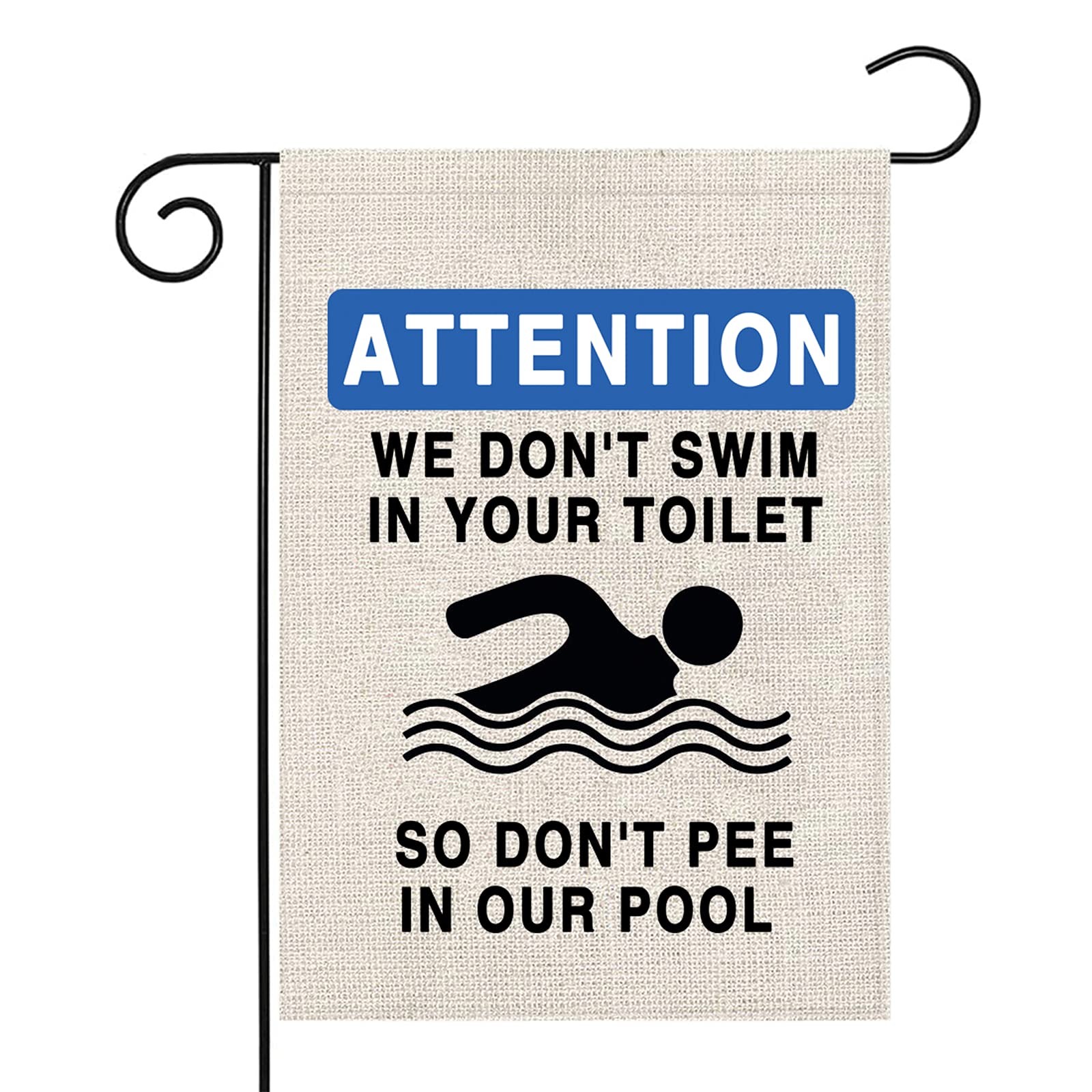 PWHAOO Fun Pool Rules Flag - Colorful Swimming Pool Decor for Backyard, Garden & Yard - Attention We Don't Swim in Toilet - Weather-Resistant Outdoor Flag for Summer Parties & Pool Safety Awareness