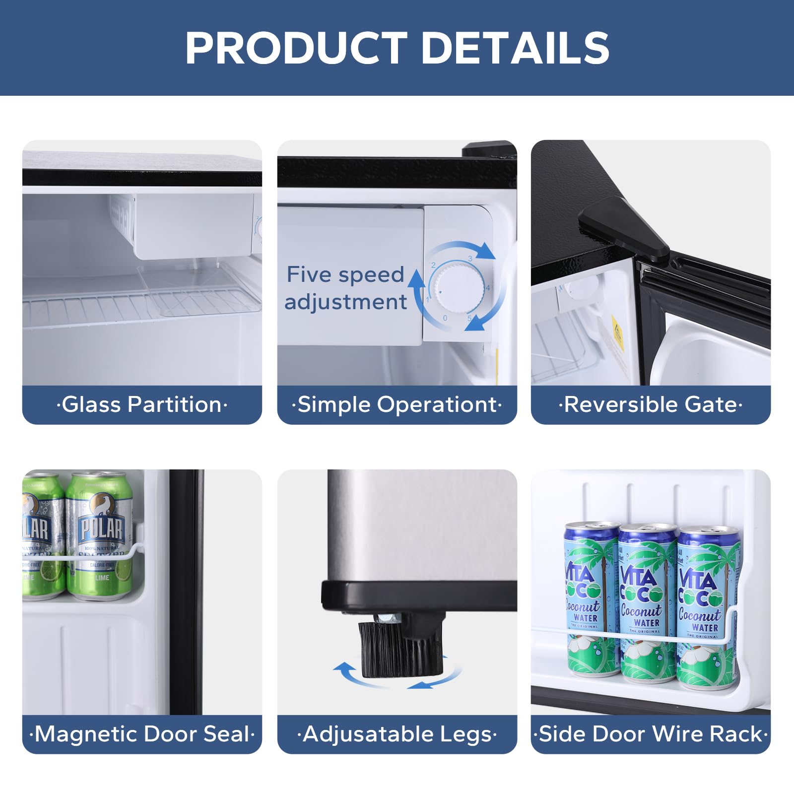 BANGSON 1.6 Cu.Ft Mini Fridge with Freezer - Compact Single Door Refrigerator for Office, Bedroom, Dorm | Energy Efficient Small Fridge for Beverages, Snacks & Skincare | Perfect for Home, Office & College Dorm Rooms