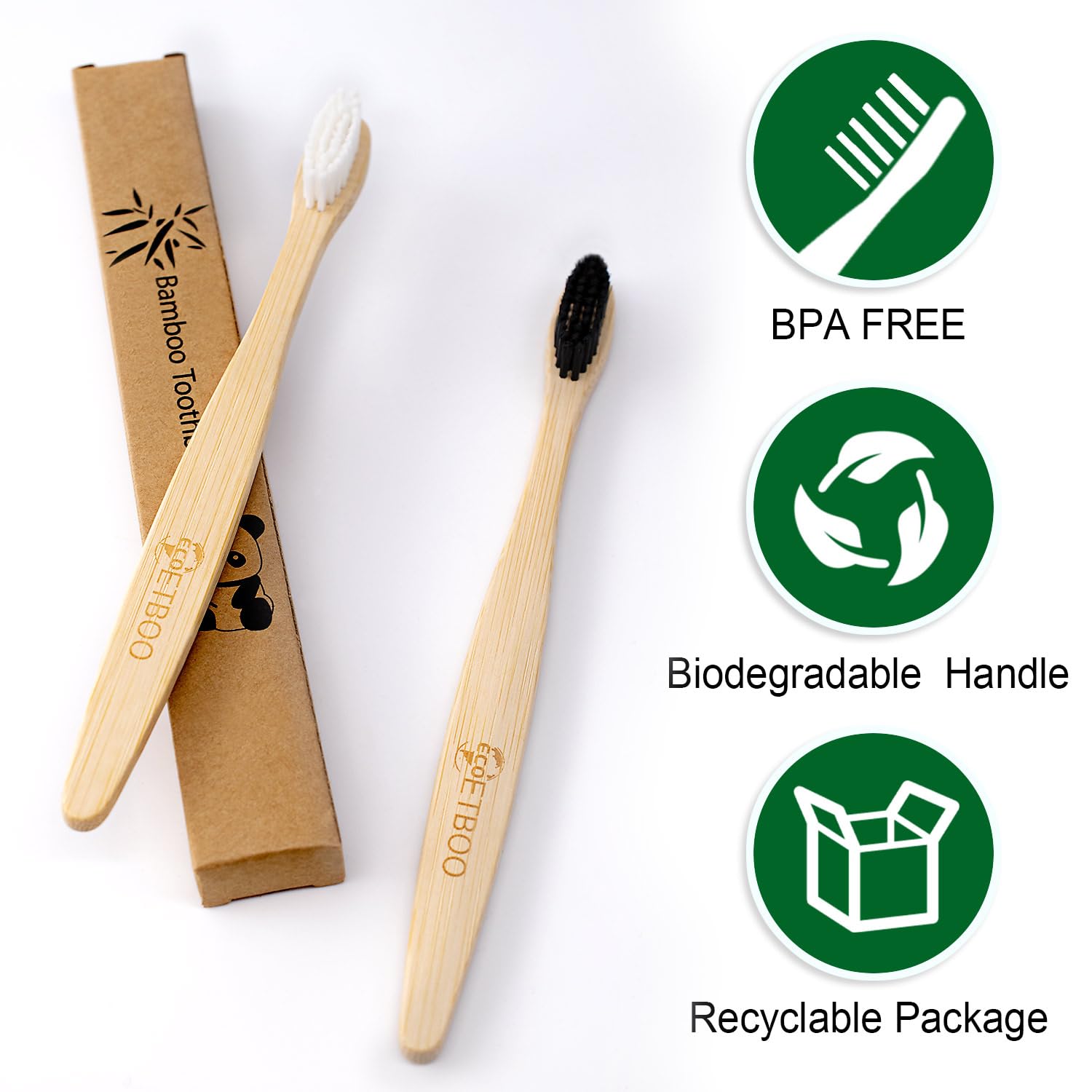 **Eco-Friendly Bamboo Toothbrushes for Adults - Medium Bristles, 20-Pack Family Bulk Set | Natural Organic Wooden Handle with Charcoal Infusion | Black & White | Ideal for Travel, Home & Zero-Waste Lifestyle**