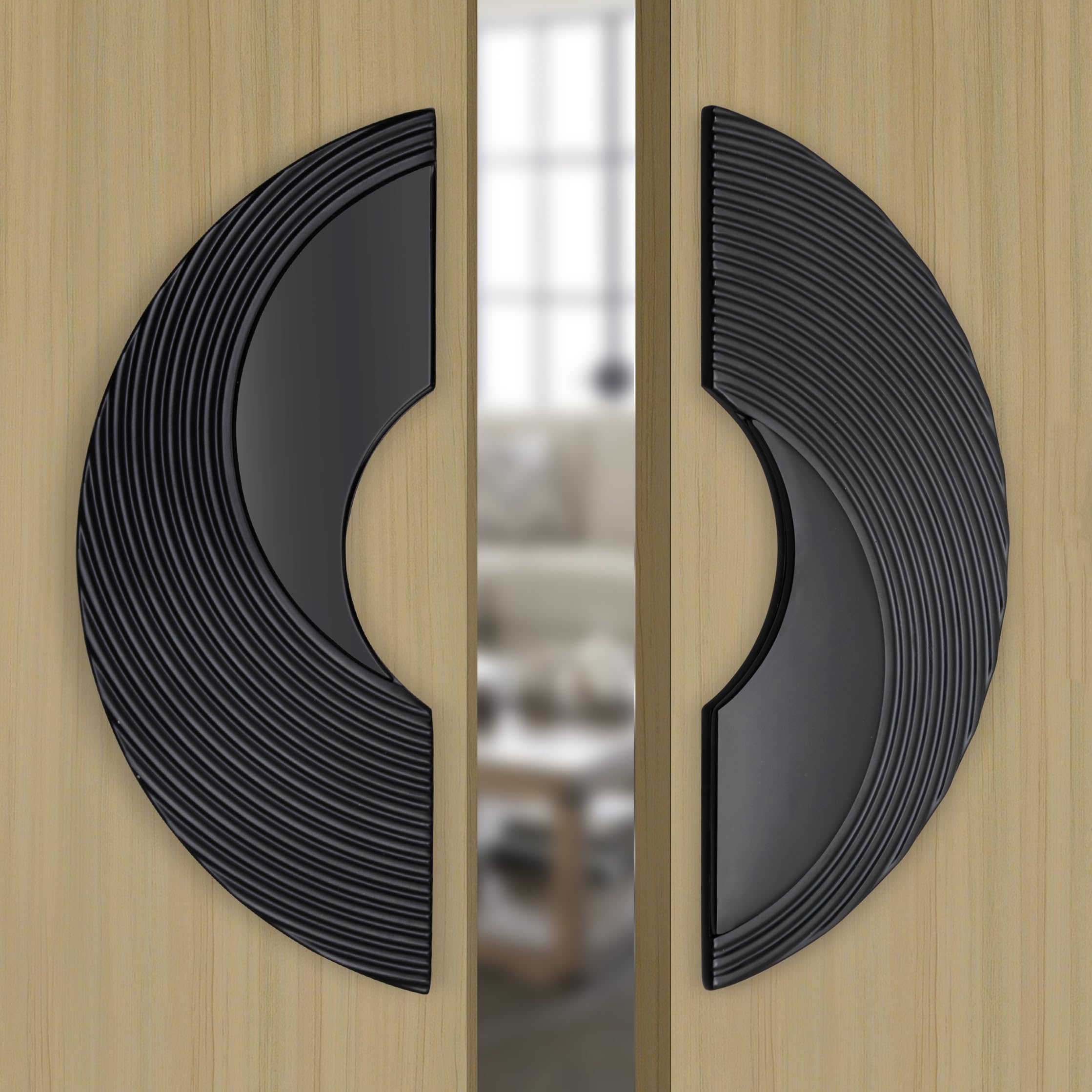 Premium Pull Handle Door Knob - 8 Inch Round Main Door Handle for Push & Pull Doors - Black Matte Finish (Pack of 1) - Durable Home Decor with 3-Year Warranty - Perfect for Entry Doors, Bedrooms & Office Spaces