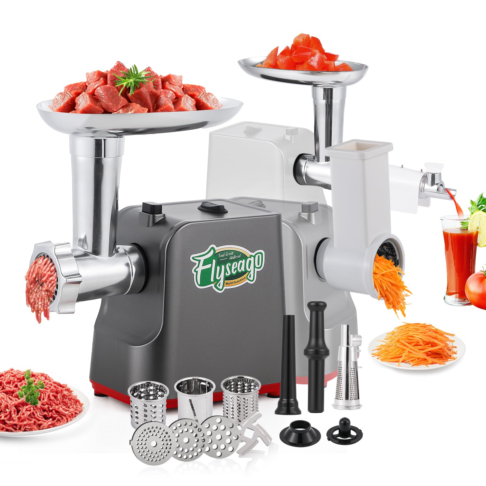 **1700W Electric Meat Grinder - 9-in-1 Stainless Steel Sausage Maker & Juicer with 3 Grinding Plates - Perfect for Home Kitchen, BBQ, and Food Prep**